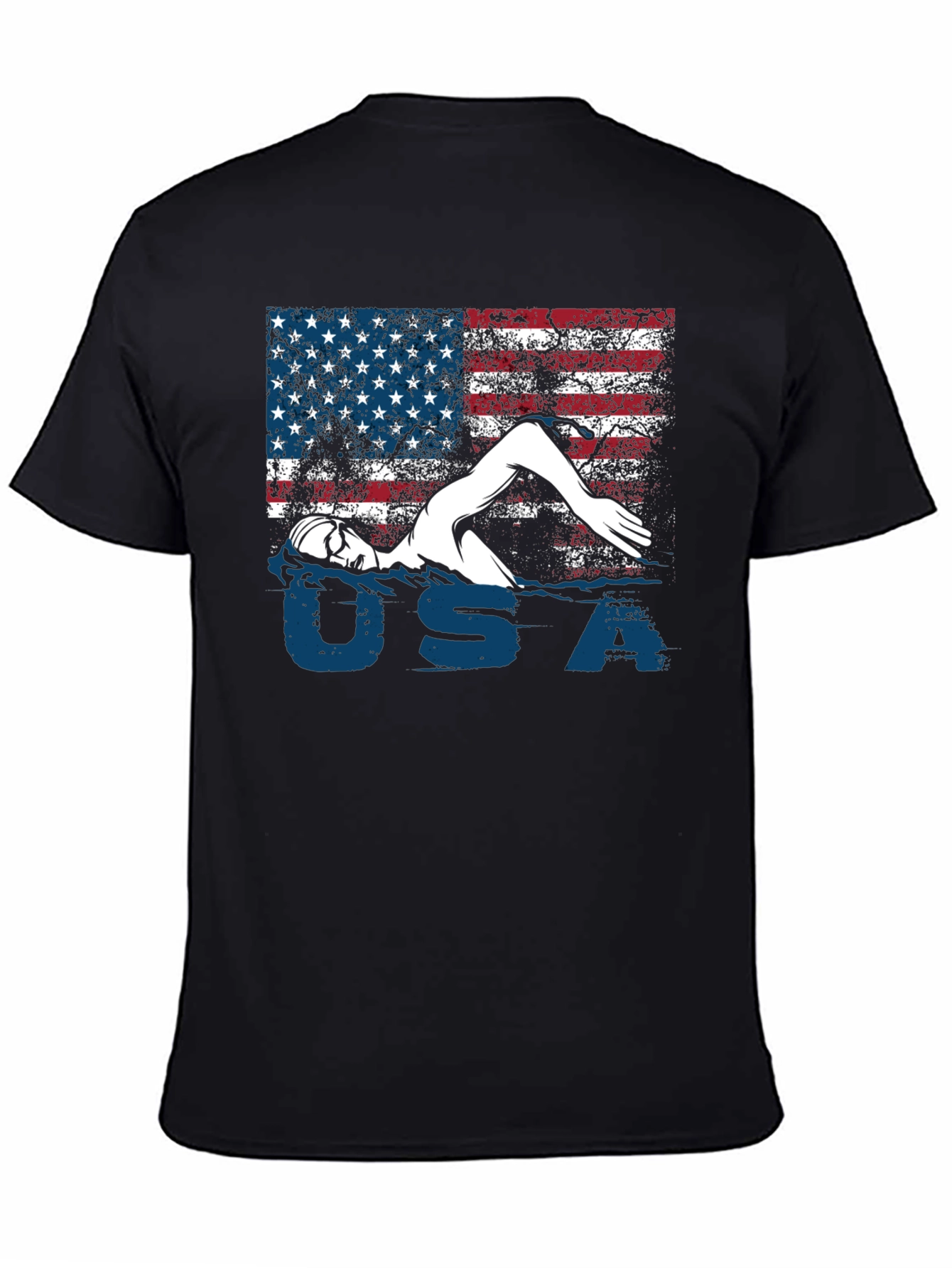 USA Swimmer T-Shirt Patriotic Flag Tee