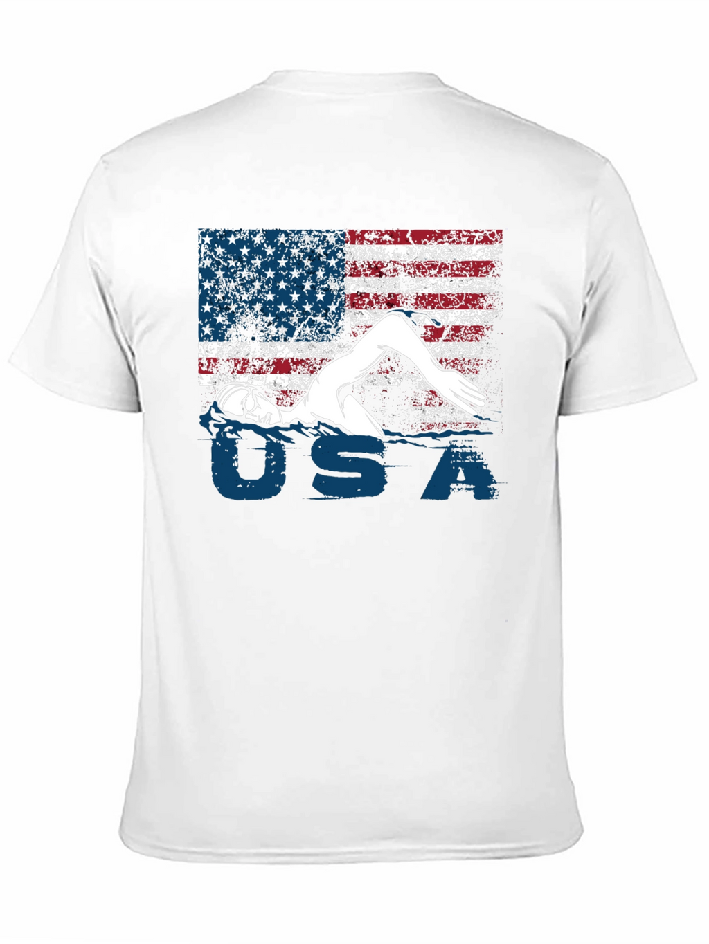 USA Swimmer T-Shirt Patriotic Flag Tee