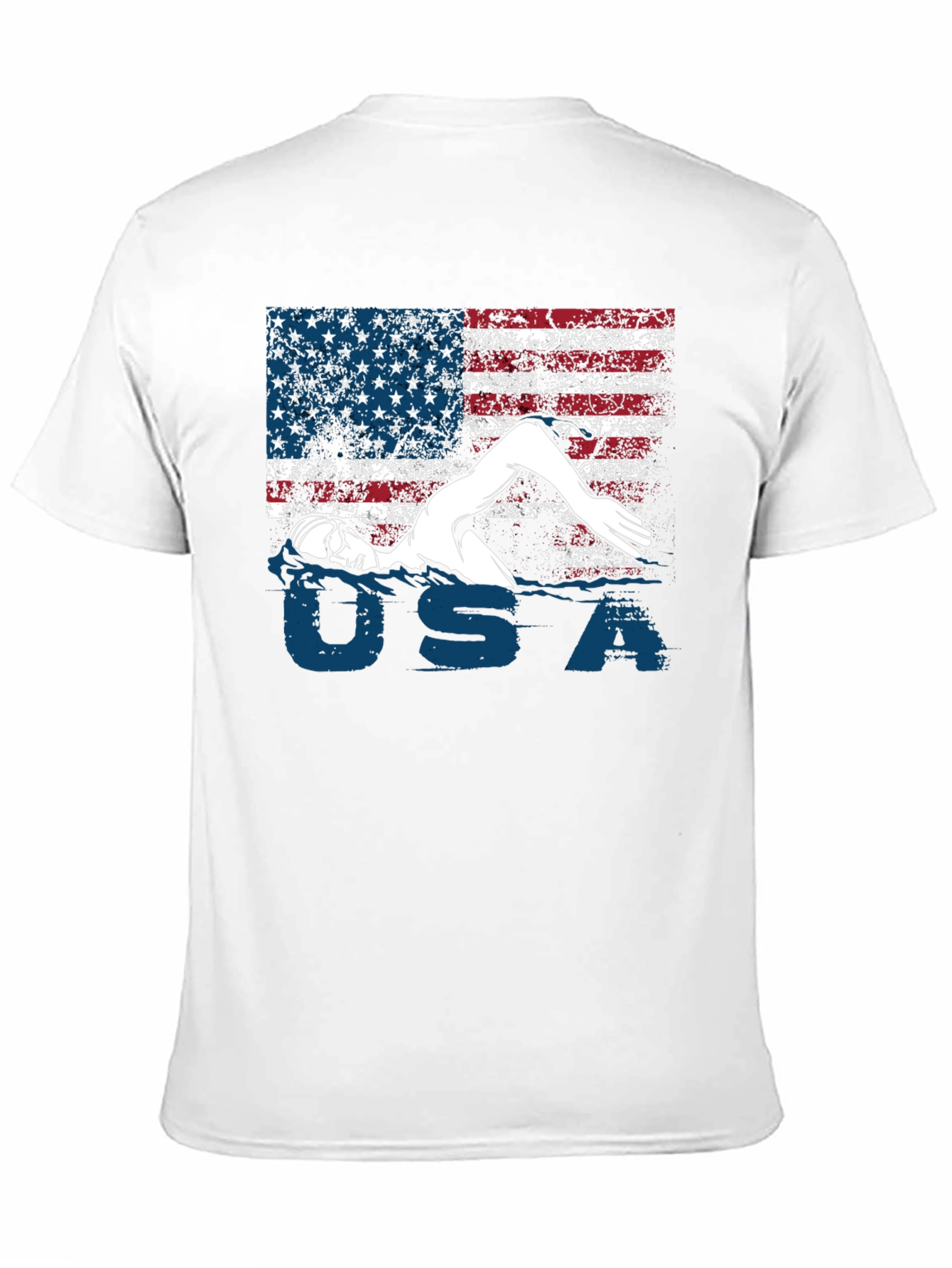 USA Swimmer T-Shirt Patriotic Flag Tee
