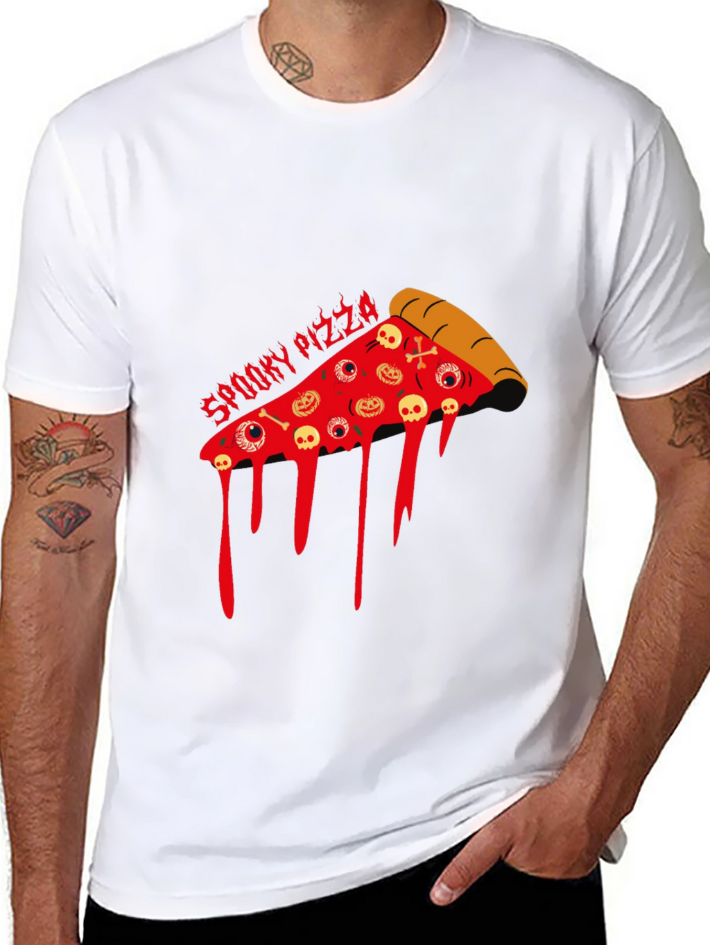 Spooky Pizza Halloween Graphic T-Shirt