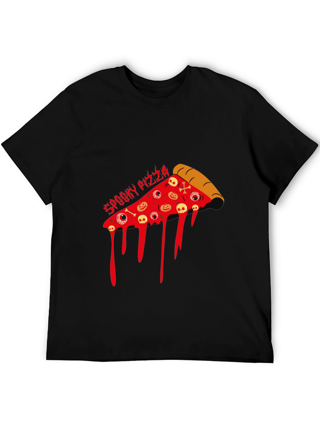 Spooky Pizza Halloween Graphic T-Shirt
