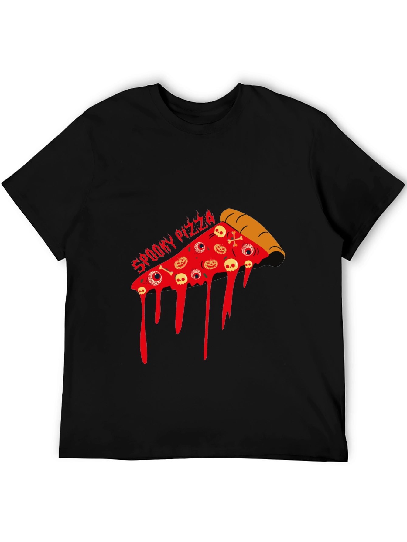 Spooky Pizza Halloween Graphic T-Shirt