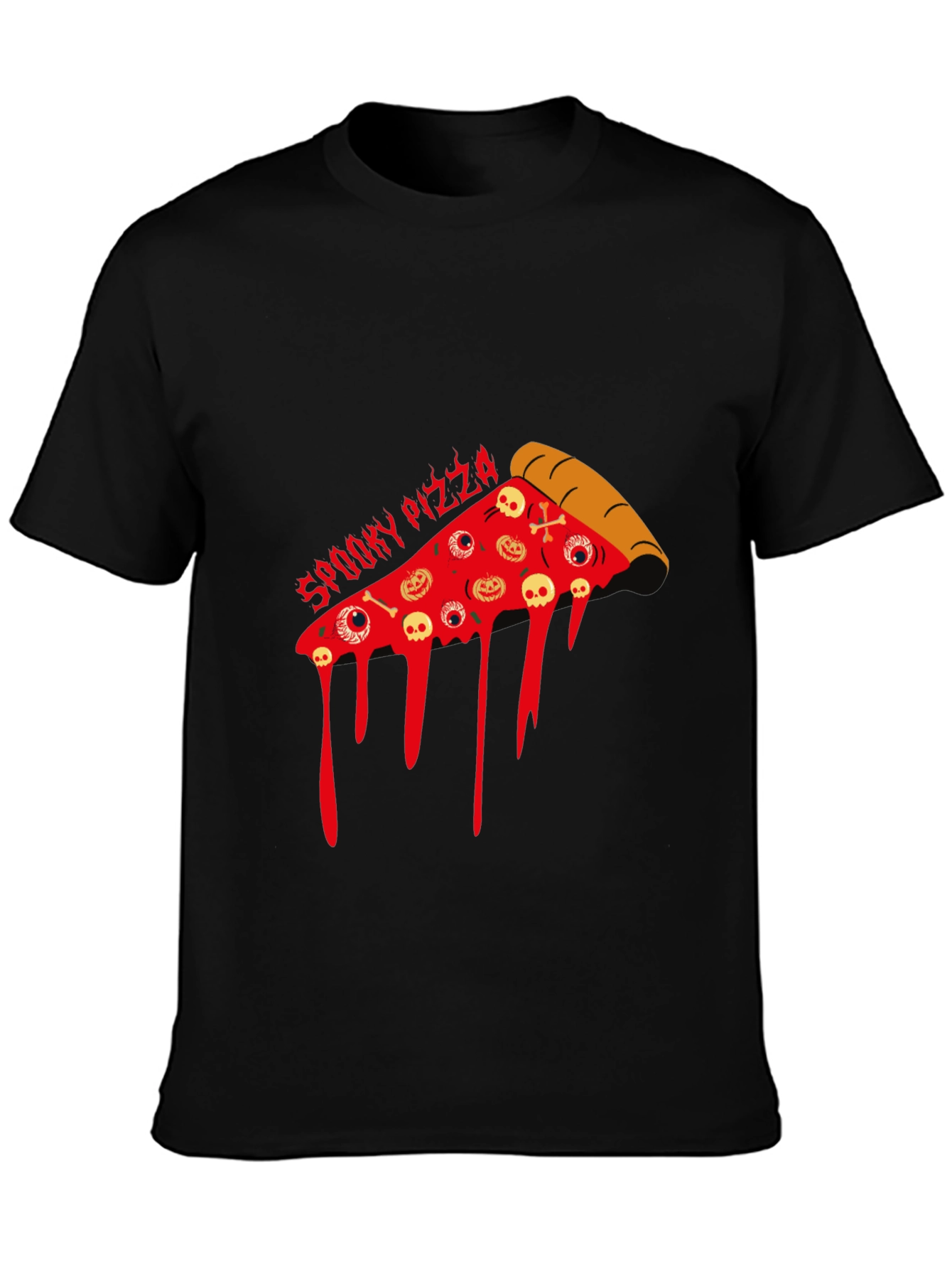 Spooky Pizza Halloween Graphic T-Shirt