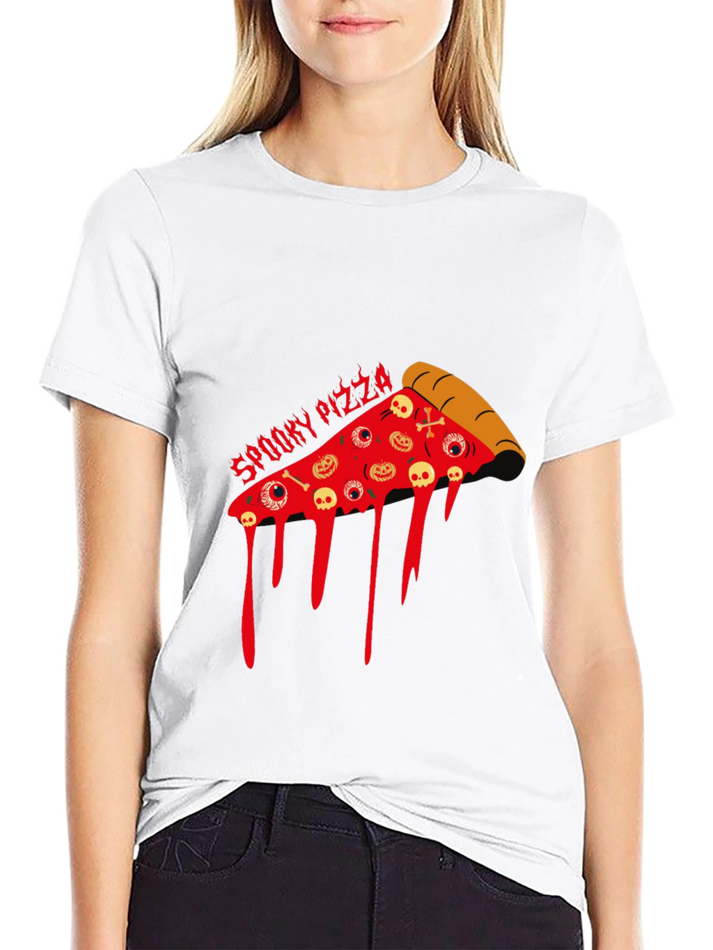 Spooky Pizza Halloween Graphic T-Shirt