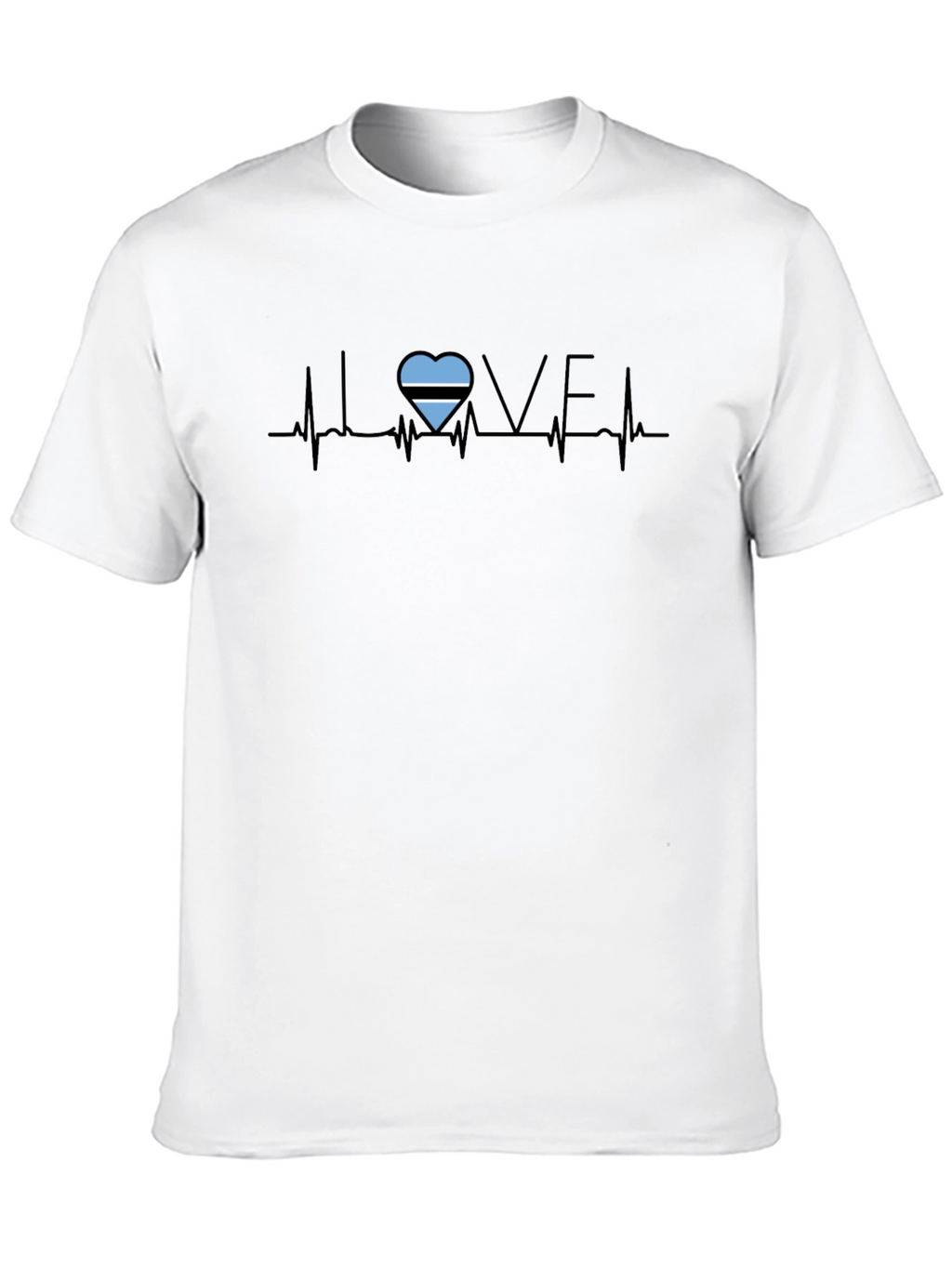 Botswana Flag Heartbeat T-Shirt - Love Botswana Tee