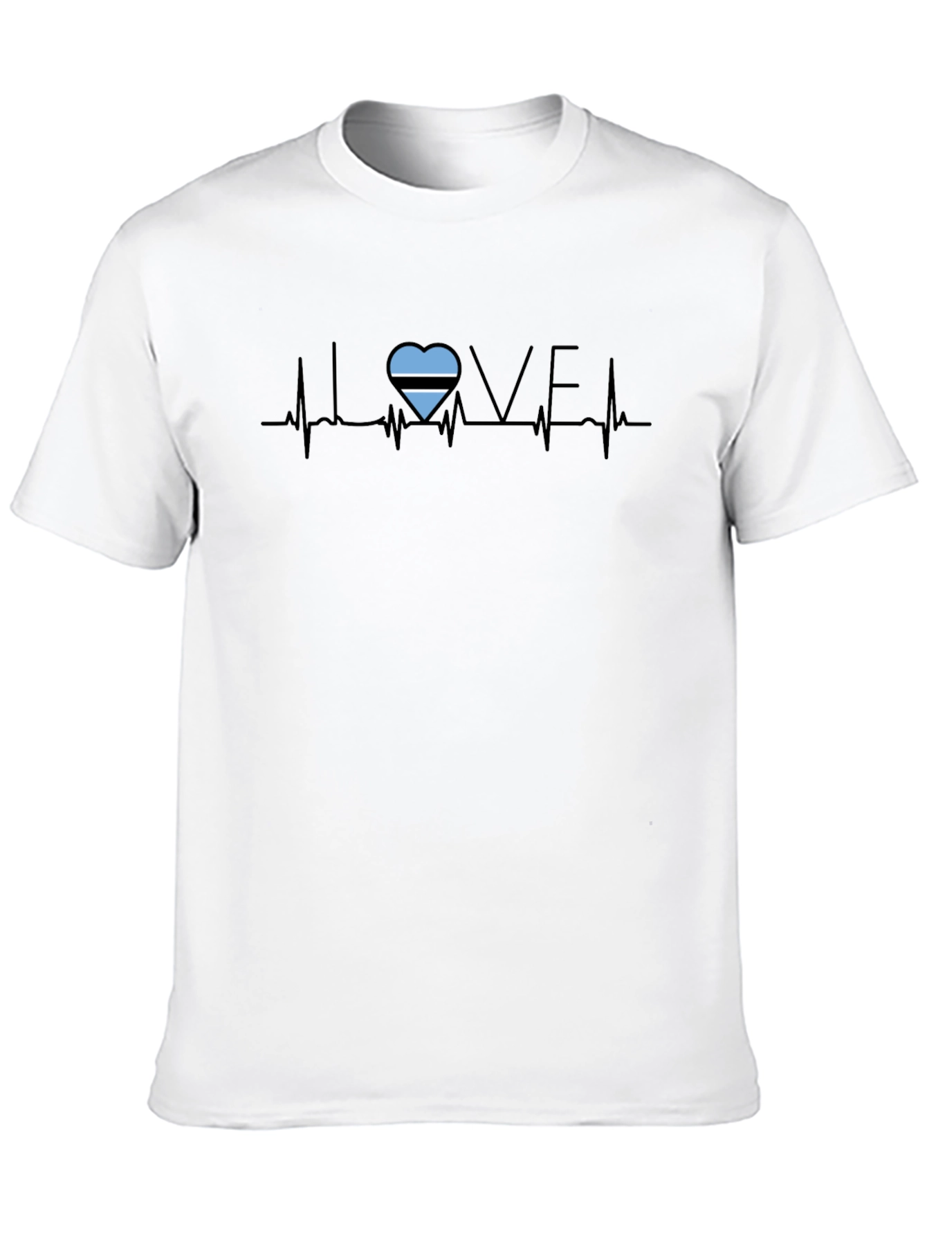 Botswana Flag Heartbeat T-Shirt - Love Botswana Tee