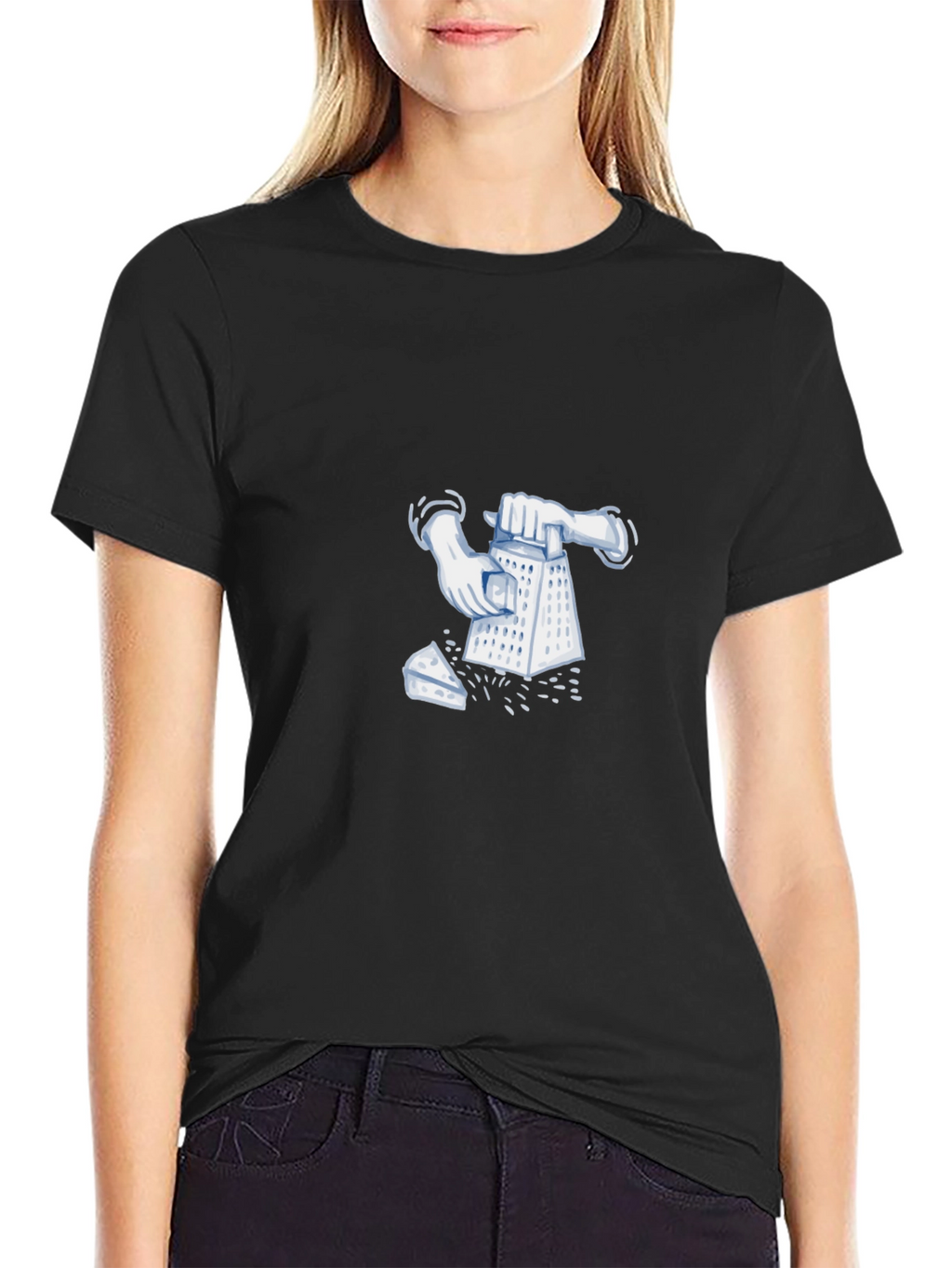 Funny Cheese Grater Graphic Black T-Shirt
