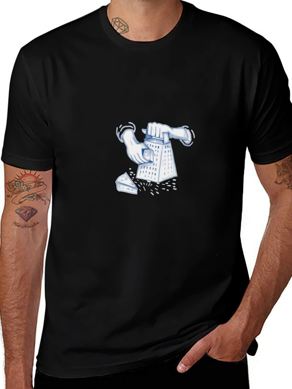Funny Cheese Grater Graphic Black T-Shirt