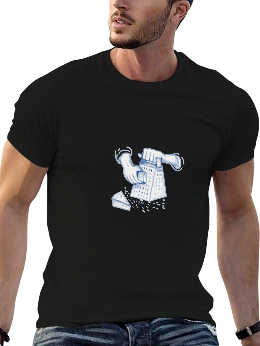 Funny Cheese Grater Graphic Black T-Shirt