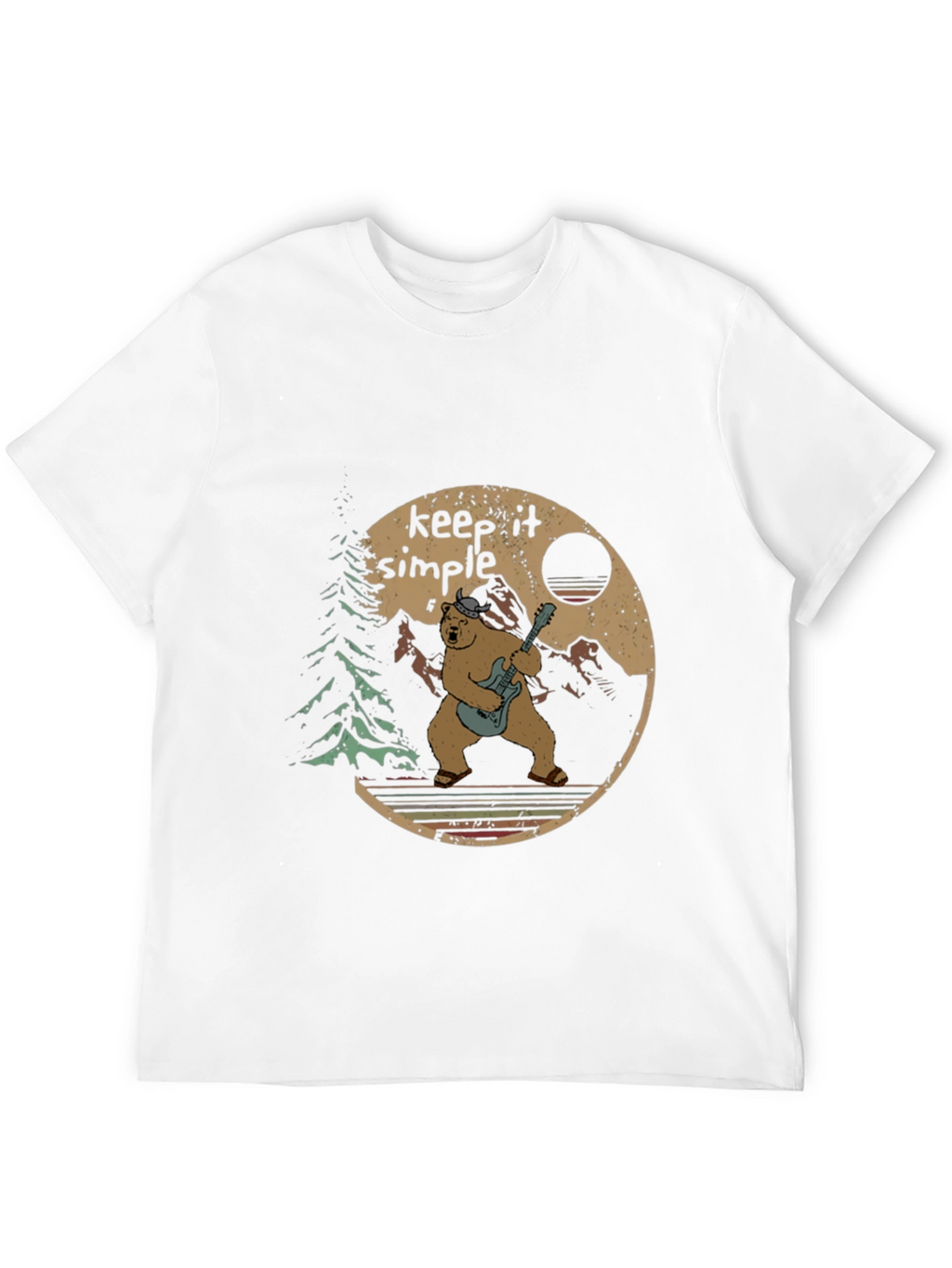 Keep It Simple Bear Guitarist Graphic Tee - Black