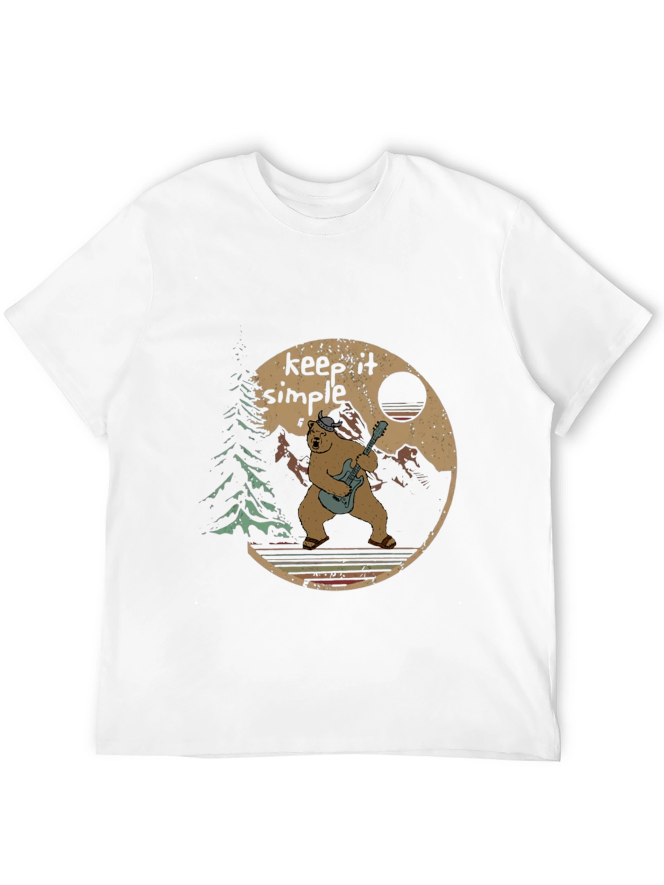 Keep It Simple Bear Guitarist Graphic Tee - Black