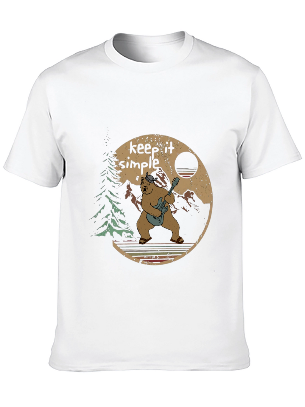 Keep It Simple Bear Guitarist Graphic Tee - Black