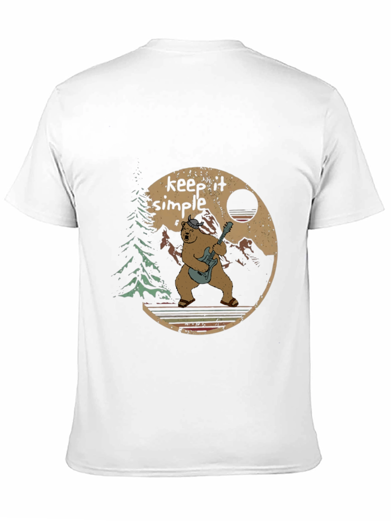 Keep It Simple Bear Guitarist Graphic Tee - Black