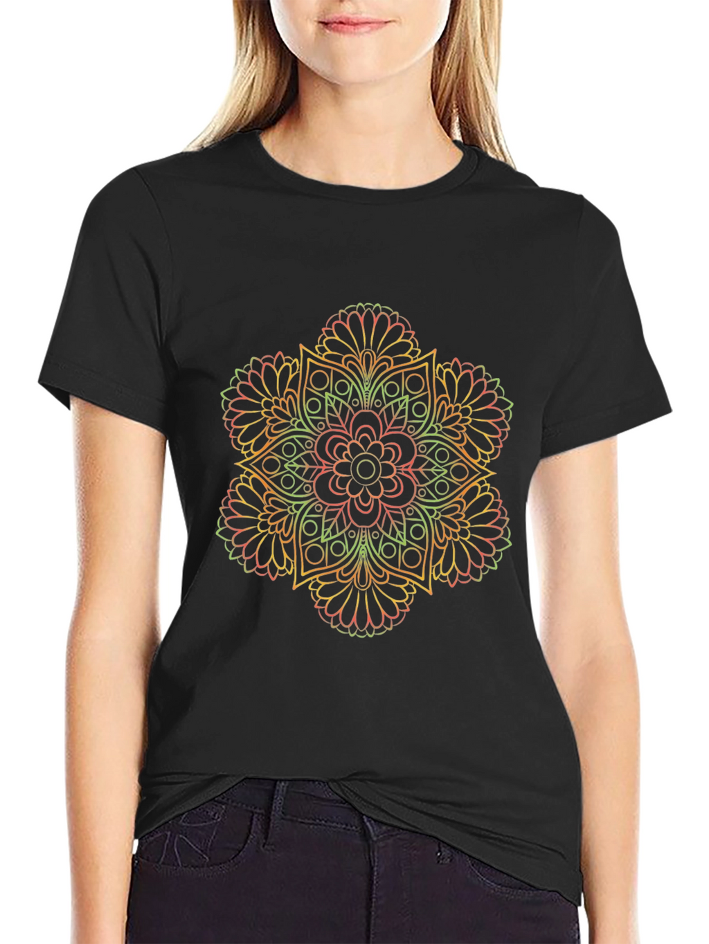 Mandala Graphic Print Black T-Shirt