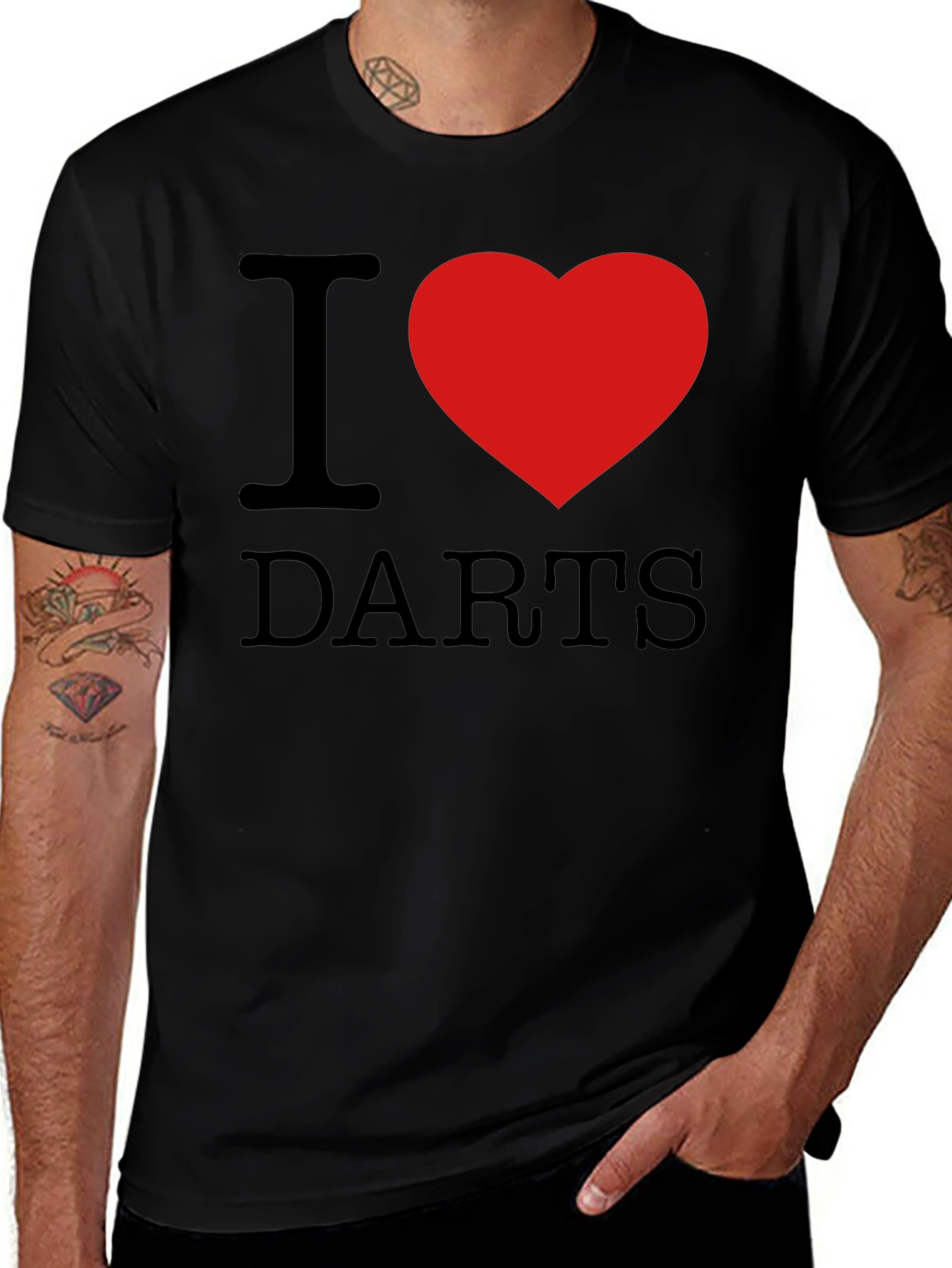 I Heart Darts Graphic Tee - Black Casual Shirt