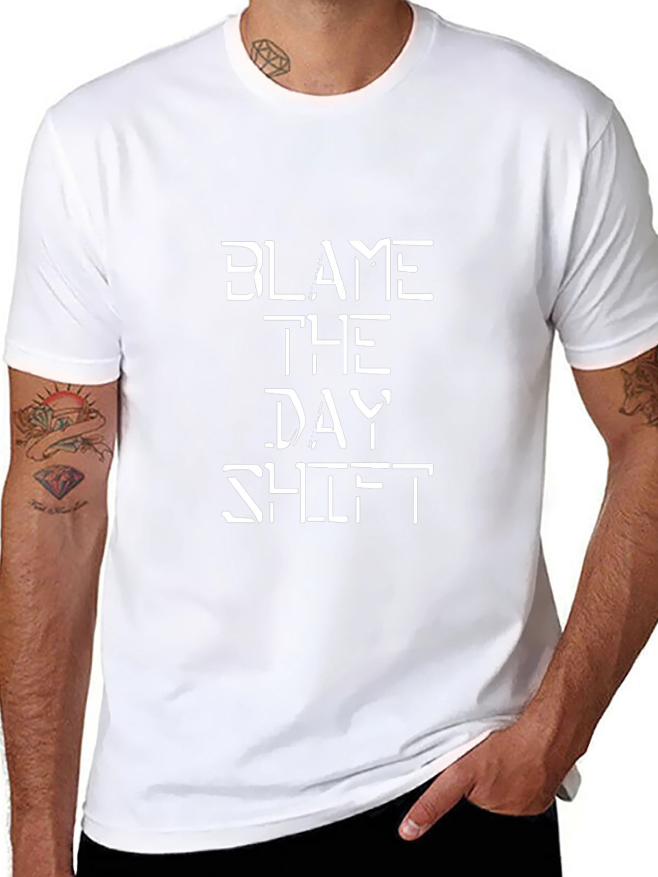 Blame The Day Shift Funny Graphic Tee