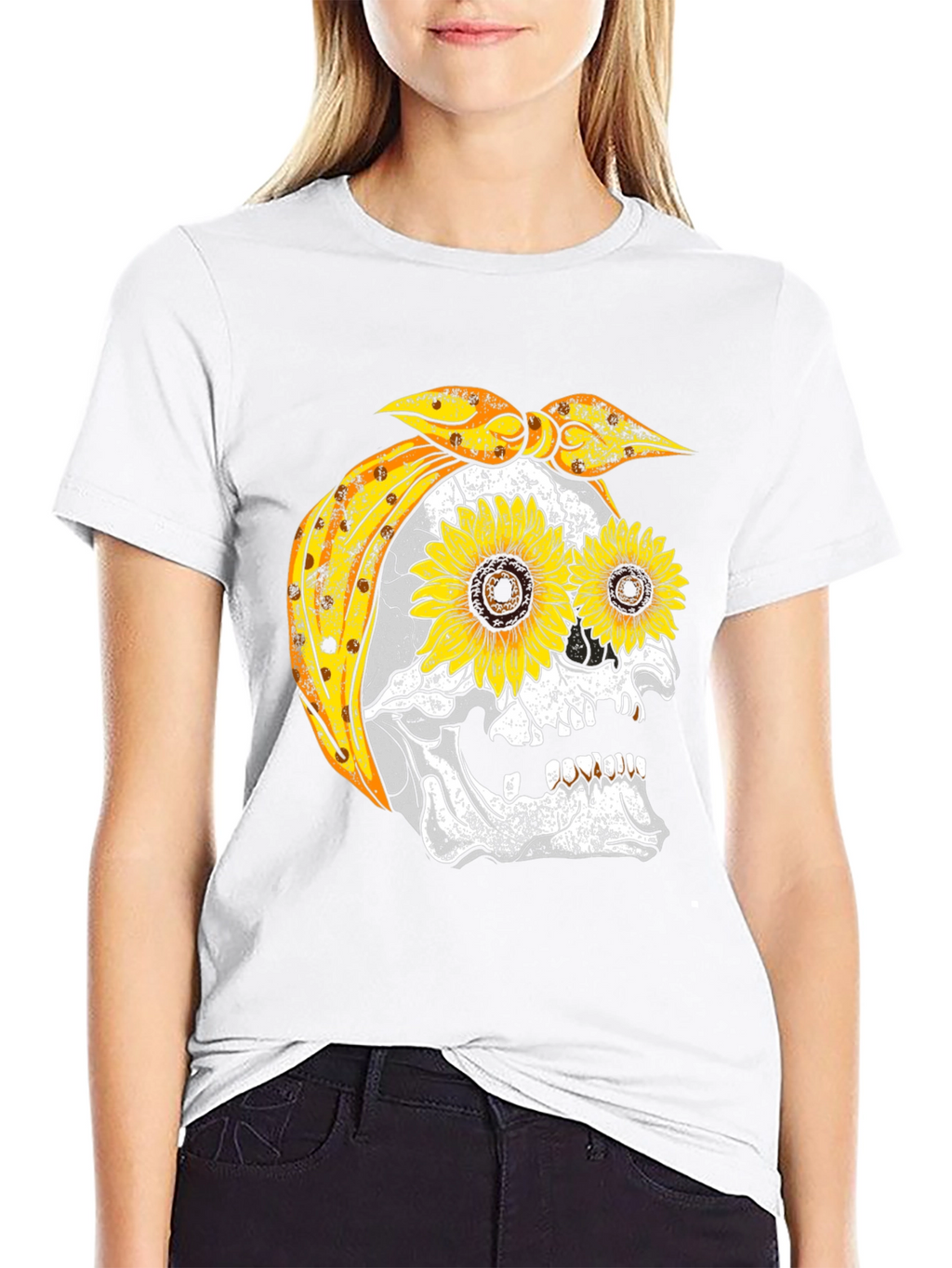 Sunflower Skull Bandana Graphic Tee