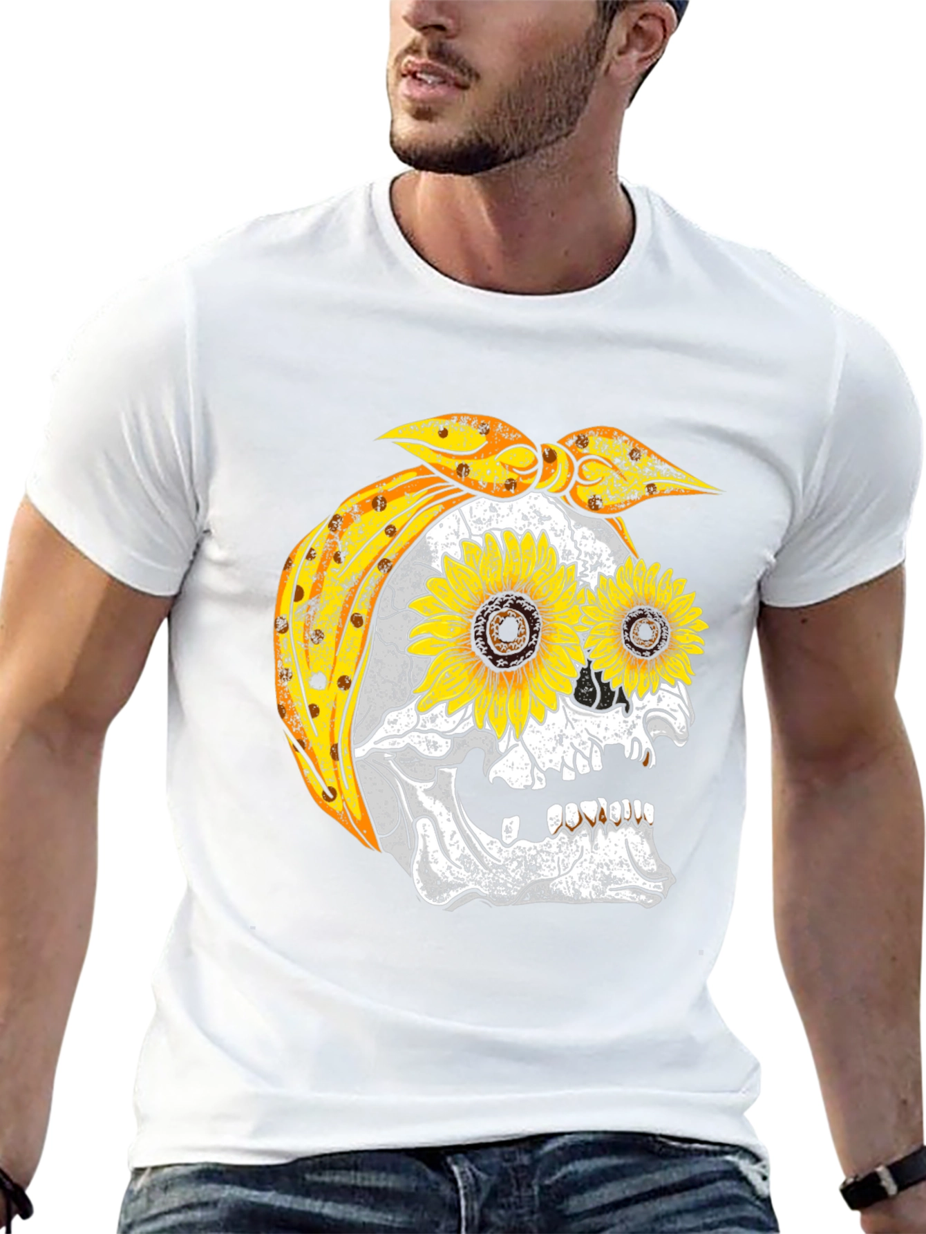 Sunflower Skull Bandana Graphic Tee