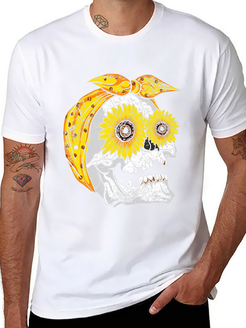 Sunflower Skull Bandana Graphic Tee