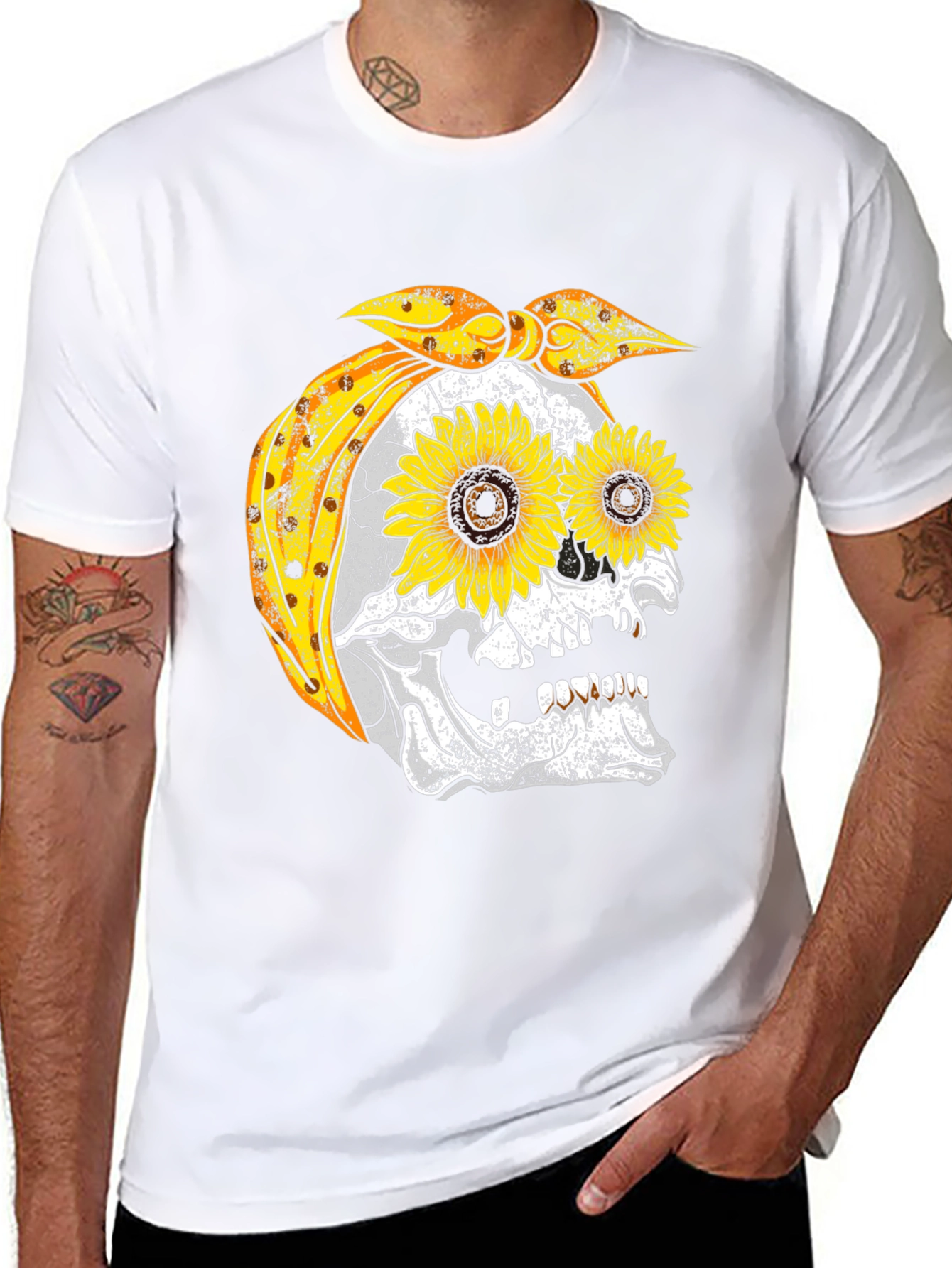 Sunflower Skull Bandana Graphic Tee