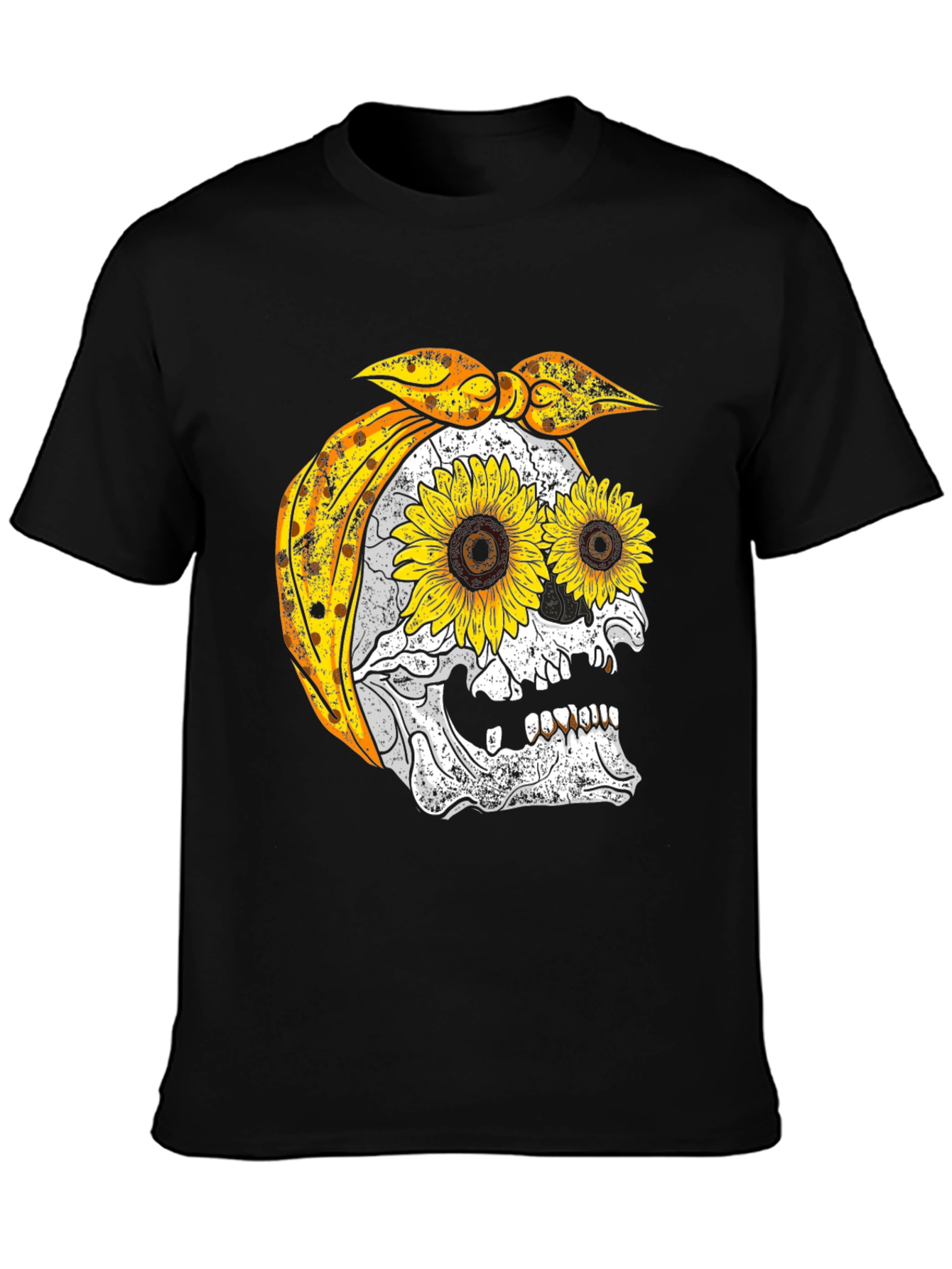 Sunflower Skull Bandana Graphic Tee