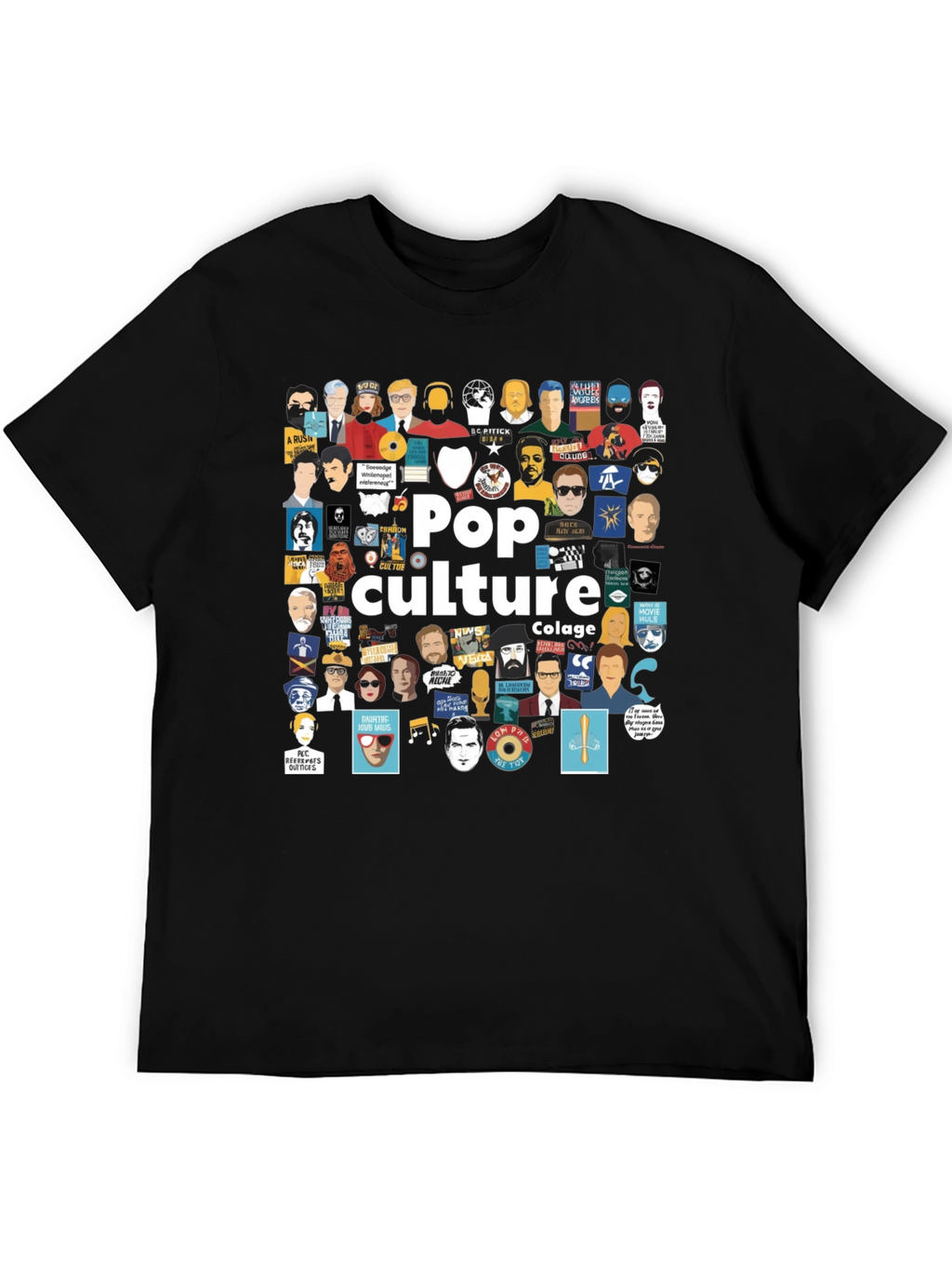 Pop Culture Collage Black T-Shirt