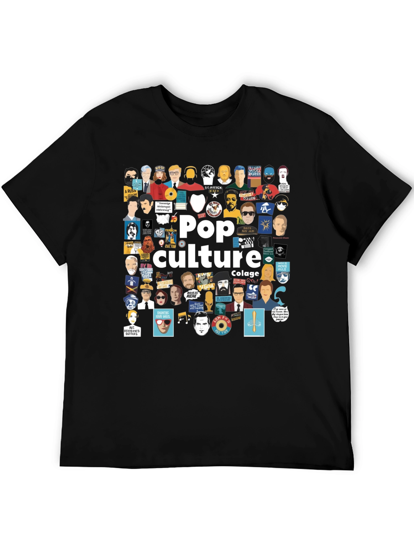 Pop Culture Collage Black T-Shirt