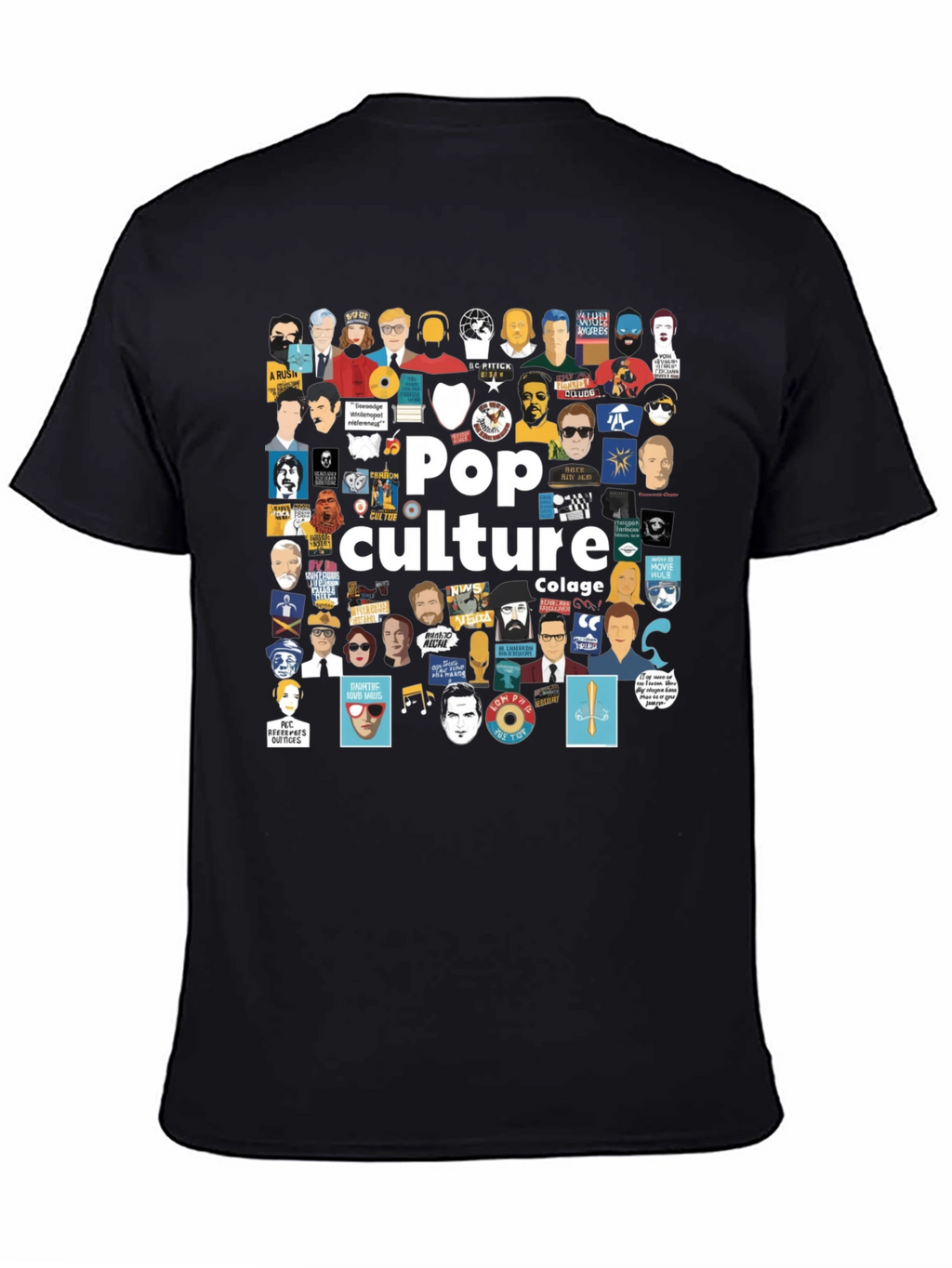 Pop Culture Collage Black T-Shirt