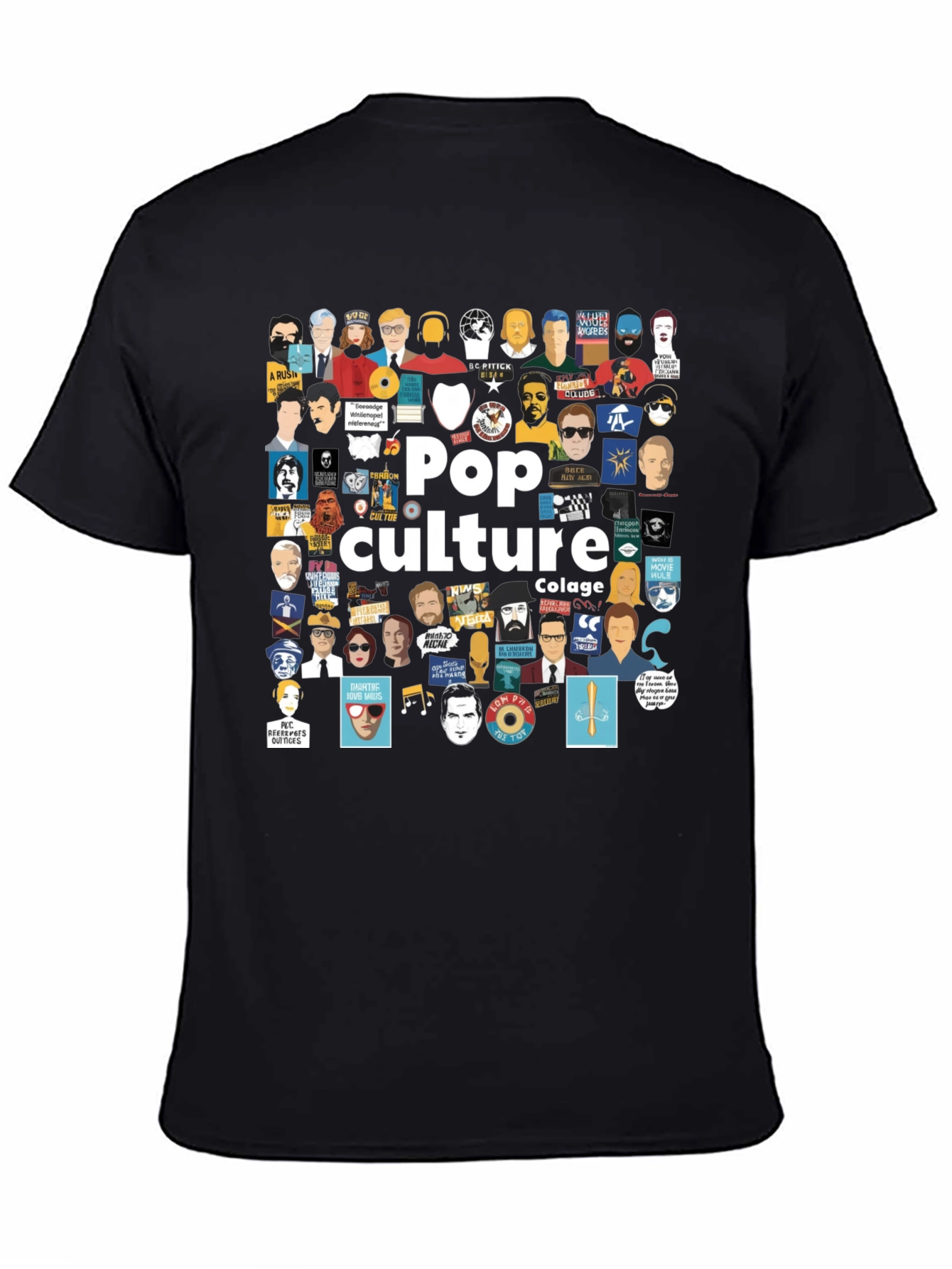Pop Culture Collage Black T-Shirt