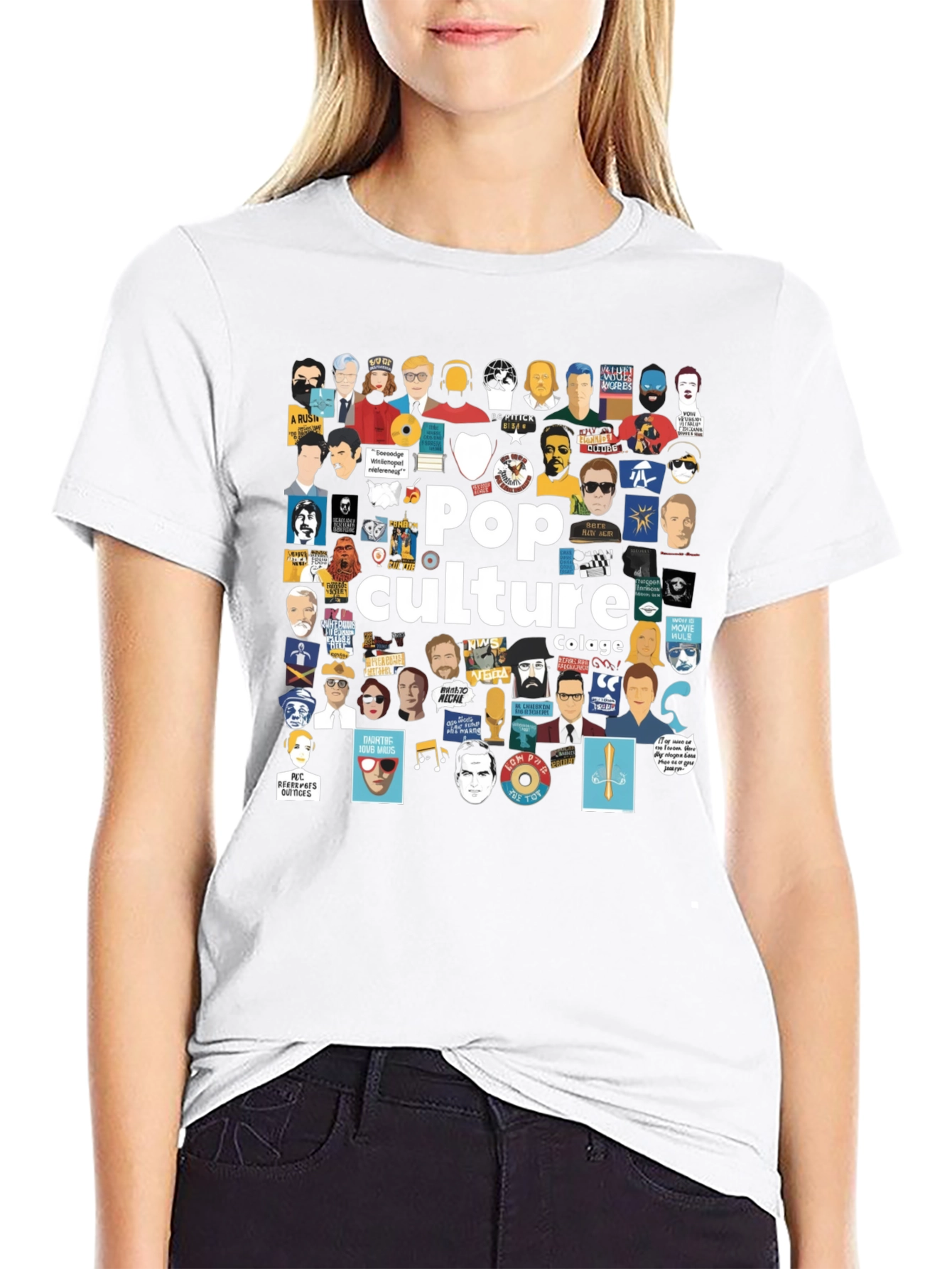 Pop Culture Collage Black T-Shirt