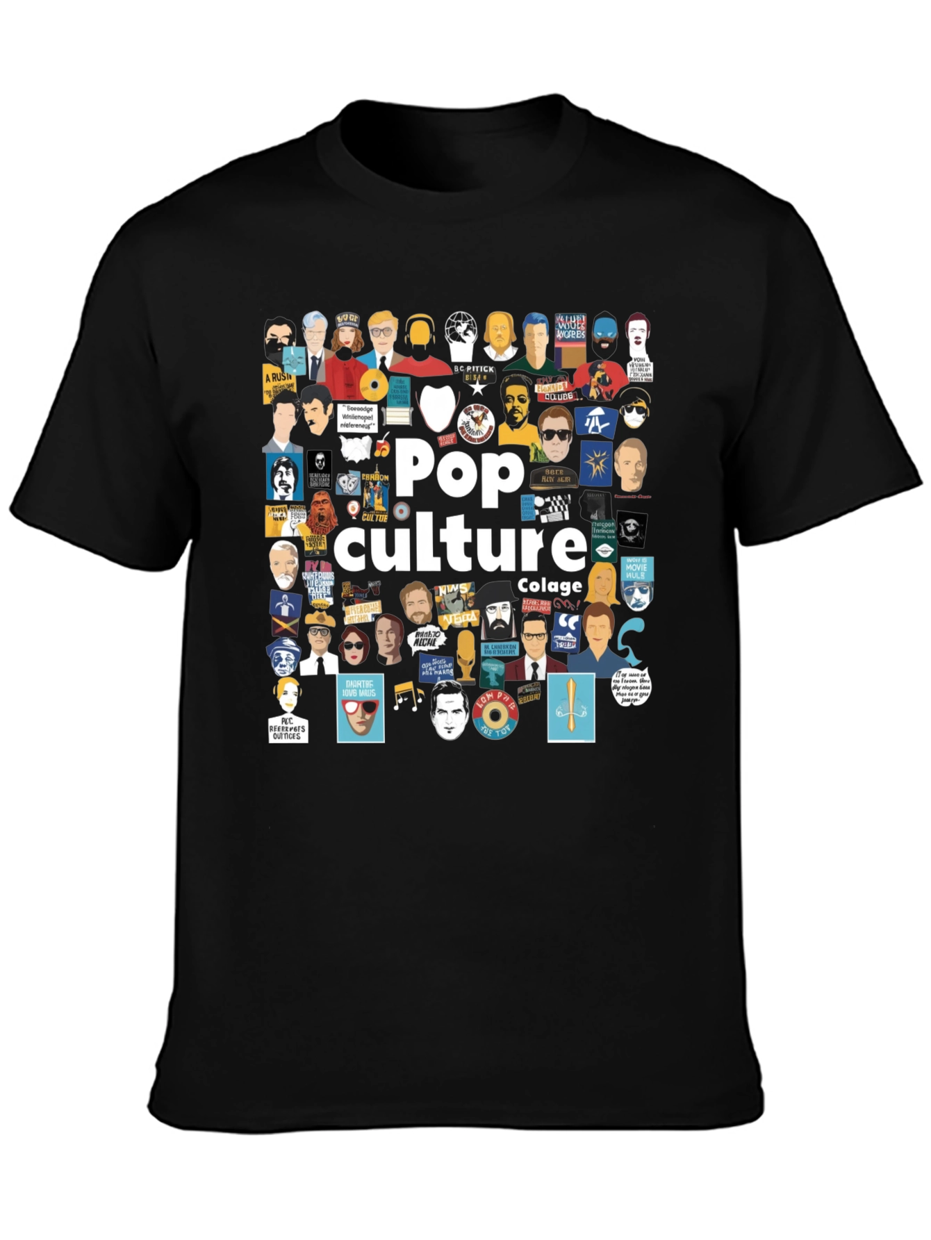 Pop Culture Collage Black T-Shirt