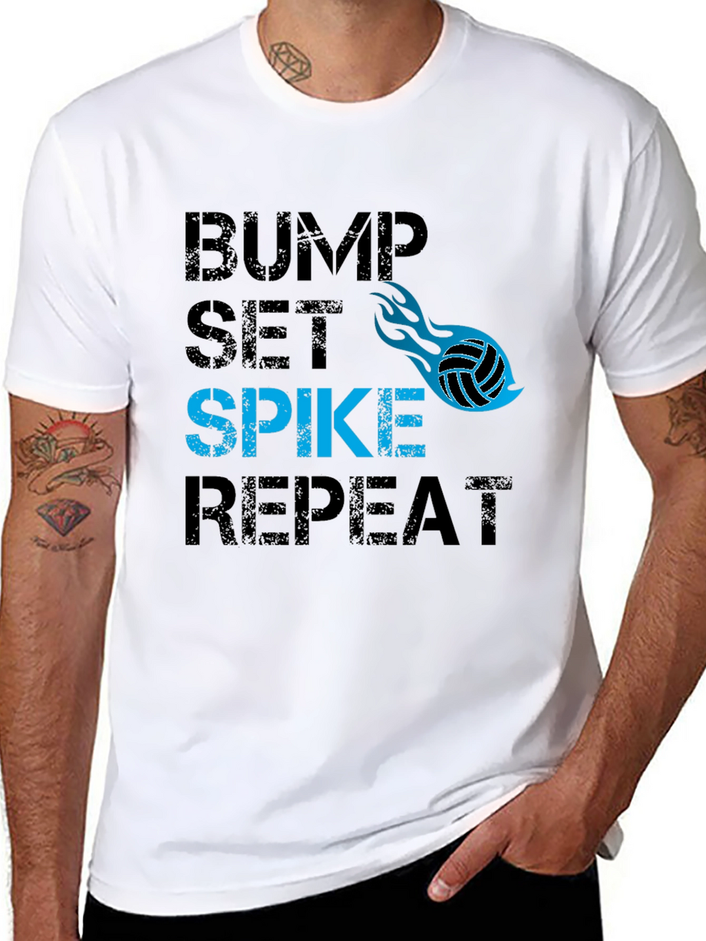 Volleyball Bump Set Spike Repeat Graphic Tee
