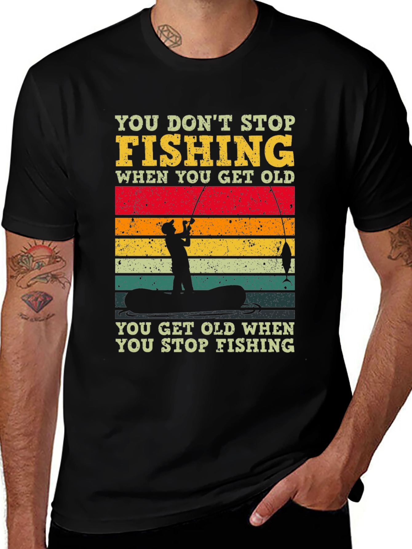 Fishing T-Shirt - You Dont Stop Fishing Graphic Tee