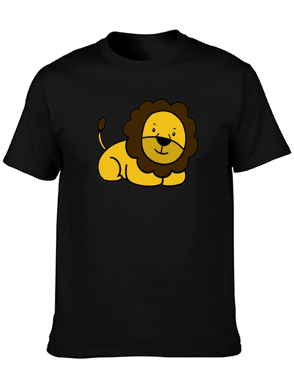 Cute Lion Graphic Black T-Shirt
