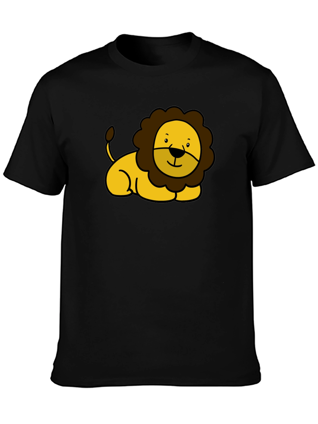 Cute Lion Graphic Black T-Shirt
