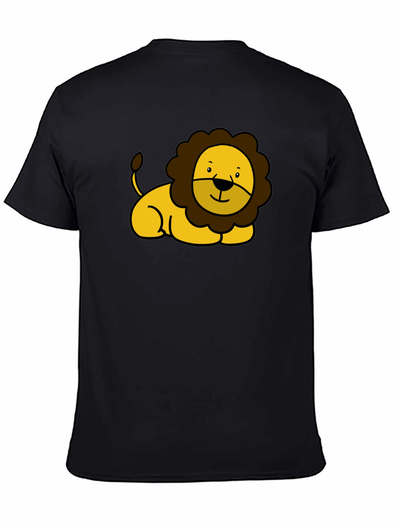 Cute Lion Graphic Black T-Shirt
