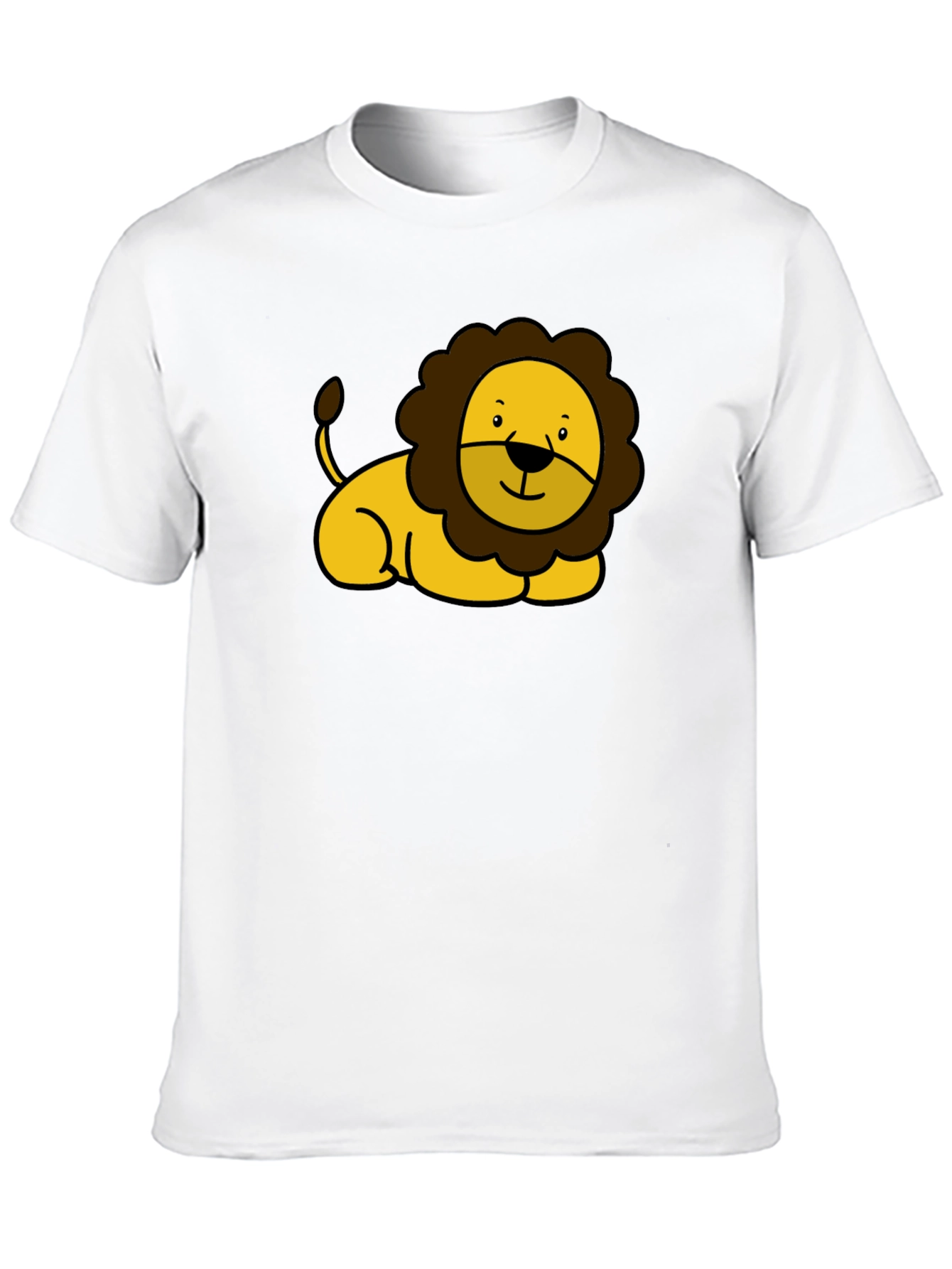 Cute Lion Graphic Black T-Shirt