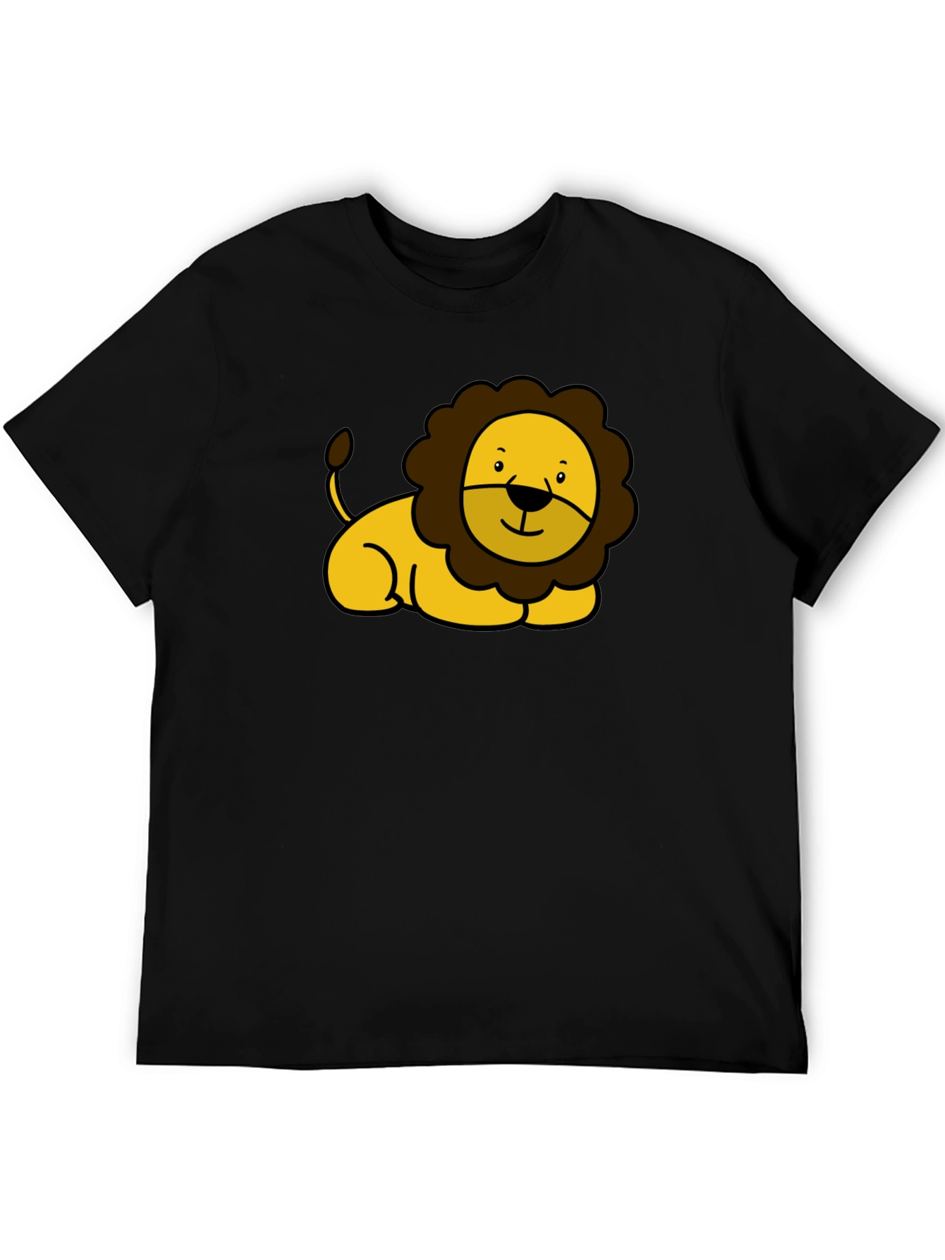 Cute Lion Graphic Black T-Shirt