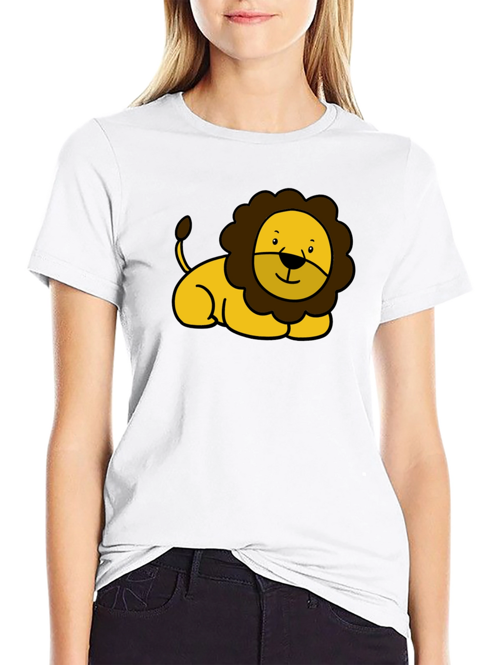 Cute Lion Graphic Black T-Shirt