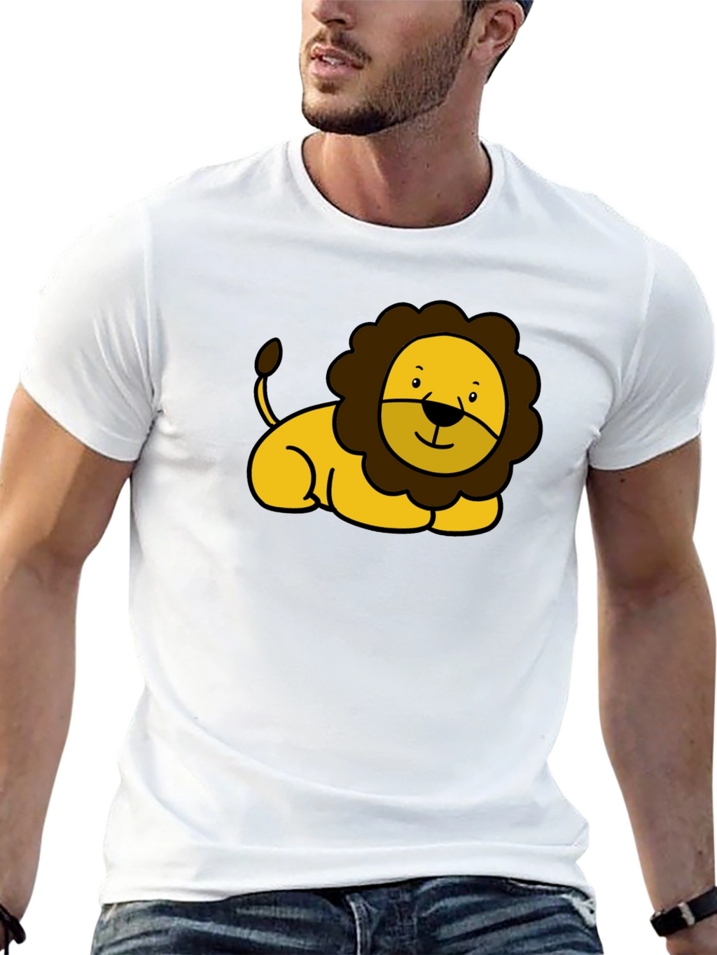 Cute Lion Graphic Black T-Shirt