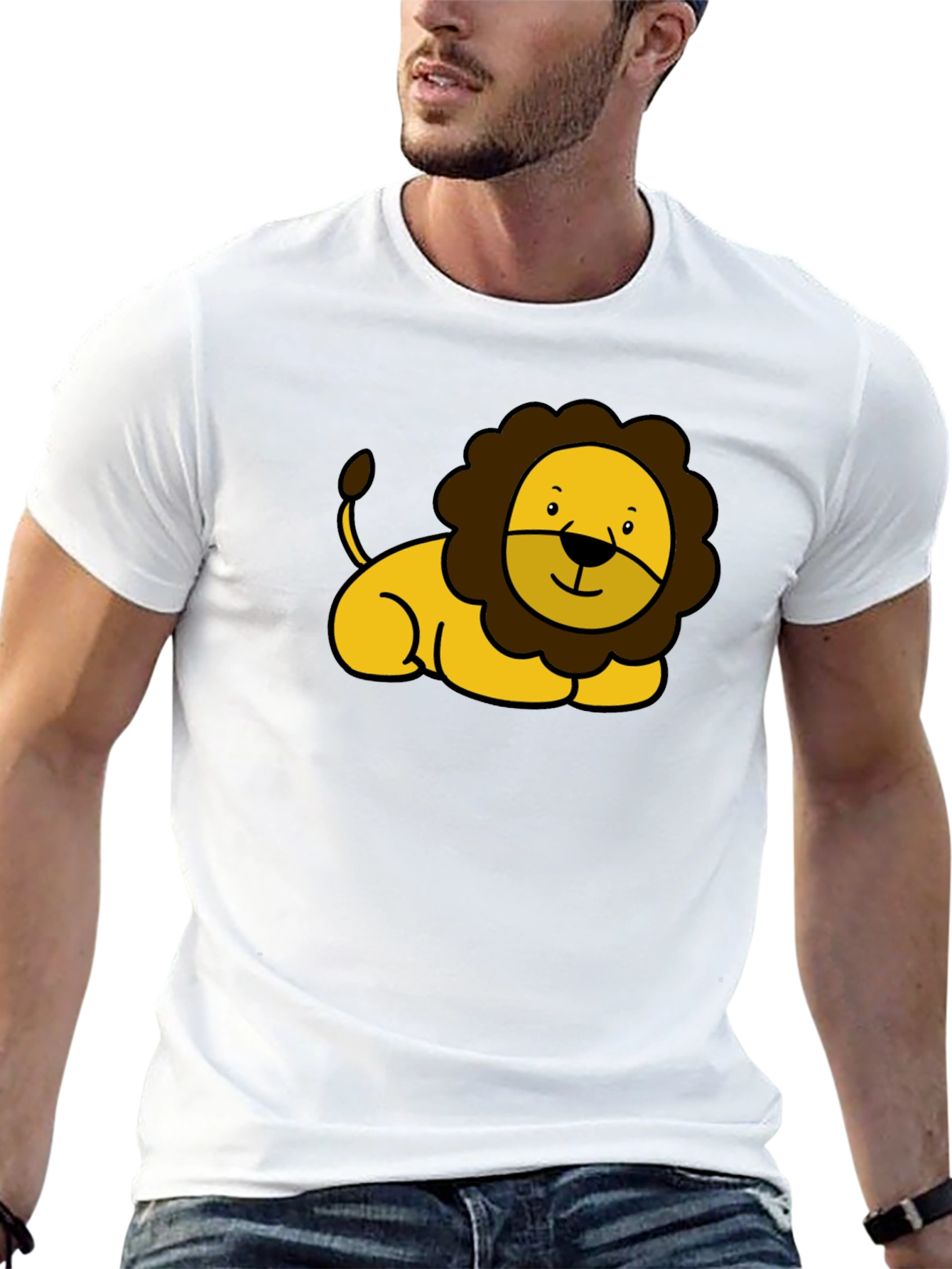 Cute Lion Graphic Black T-Shirt