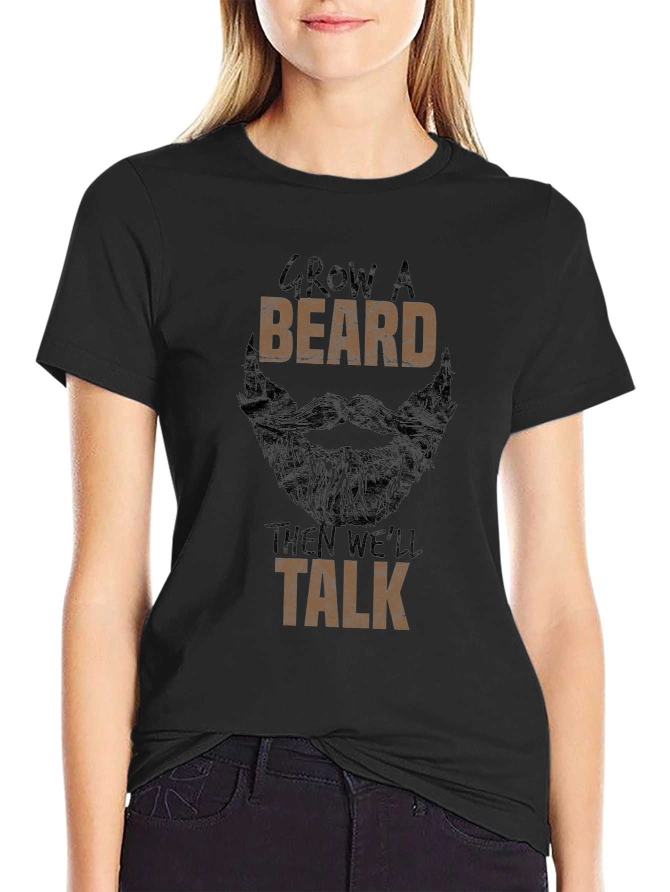 Grow a Beard Mens Black Graphic Tee