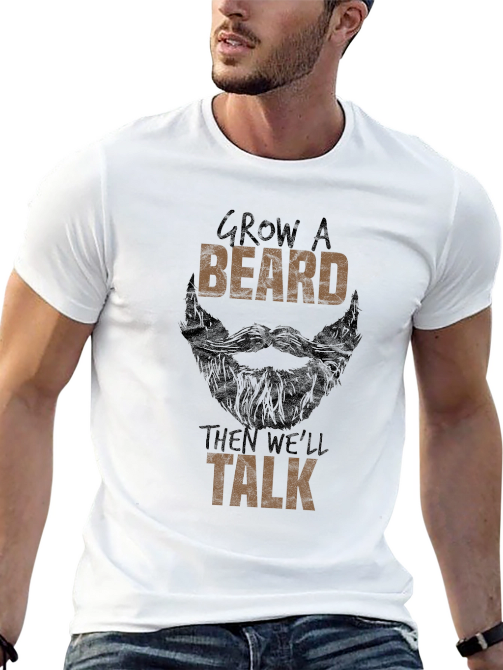 Grow a Beard Mens Black Graphic Tee