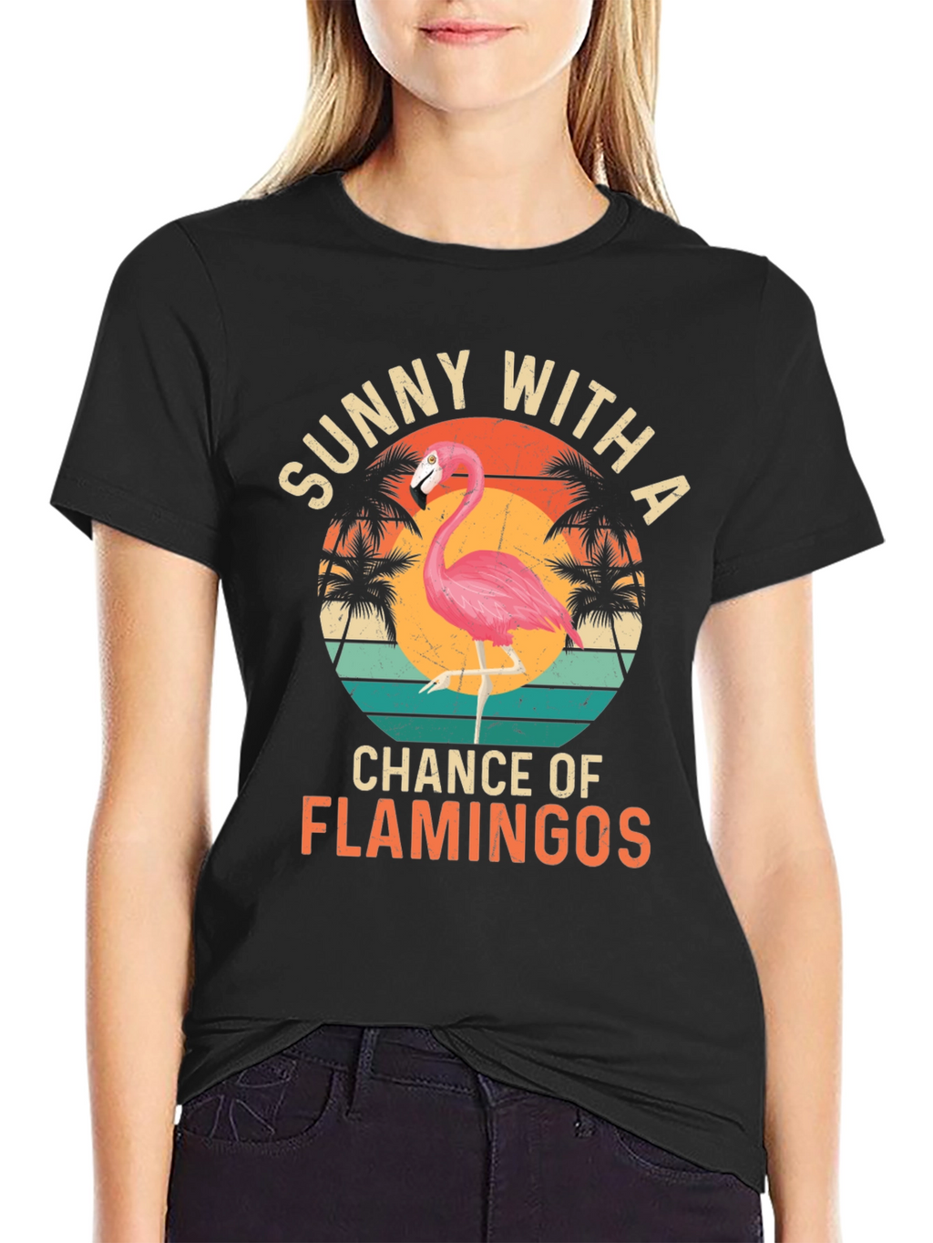 Sunny With A Chance of Flamingos Graphic T-Shirt