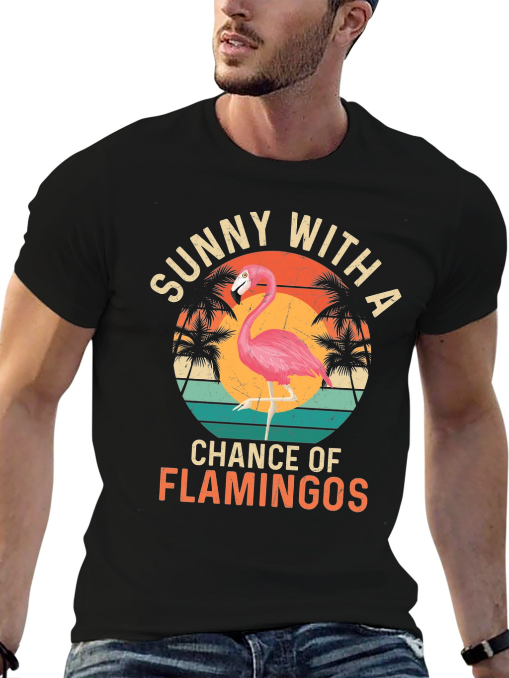 Sunny With A Chance of Flamingos Graphic T-Shirt