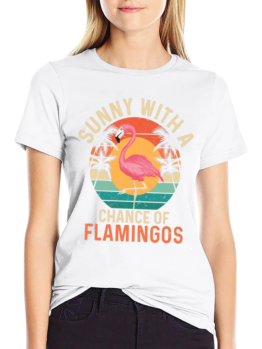 Sunny With A Chance of Flamingos Graphic T-Shirt