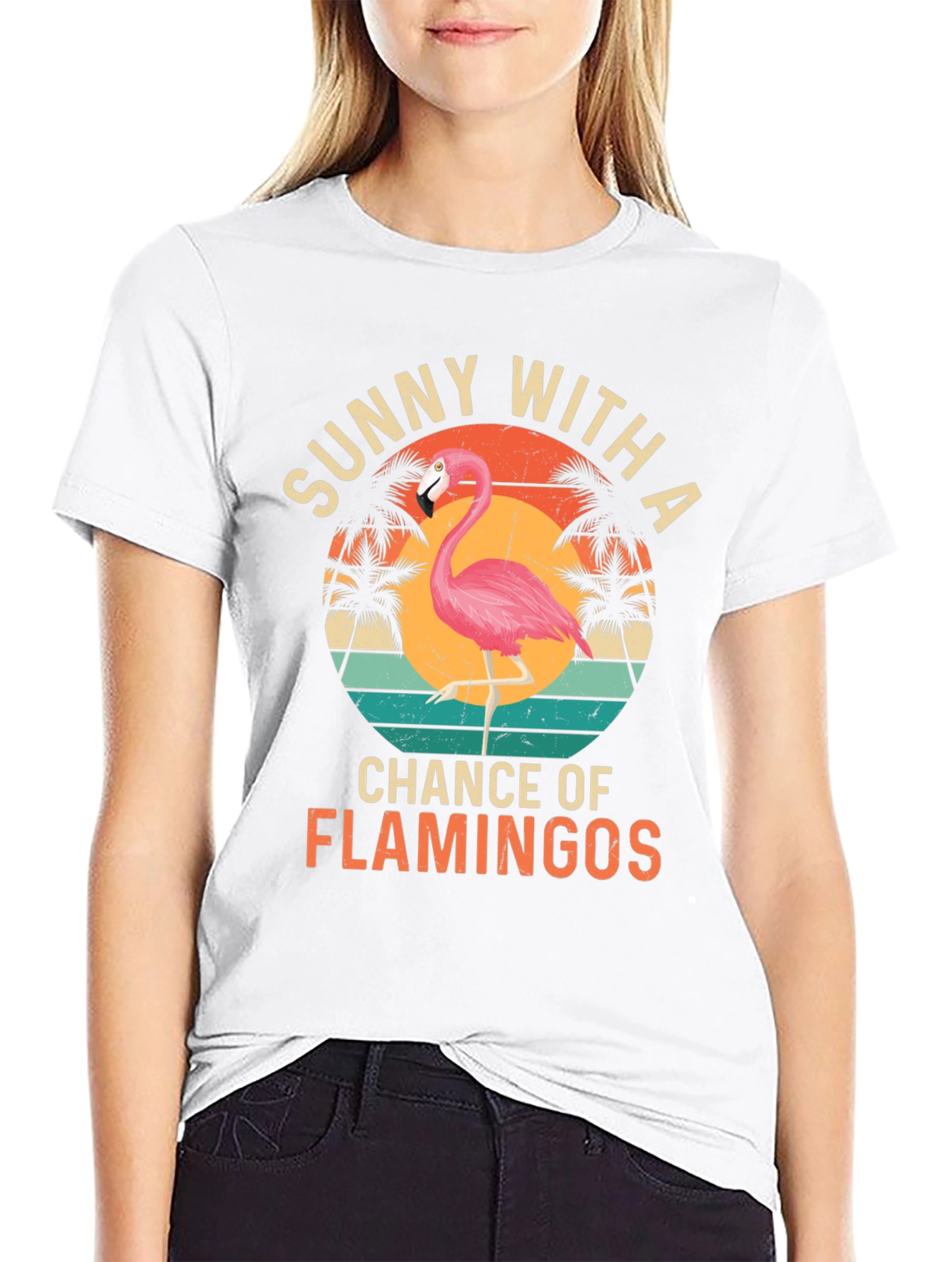 Sunny With A Chance of Flamingos Graphic T-Shirt