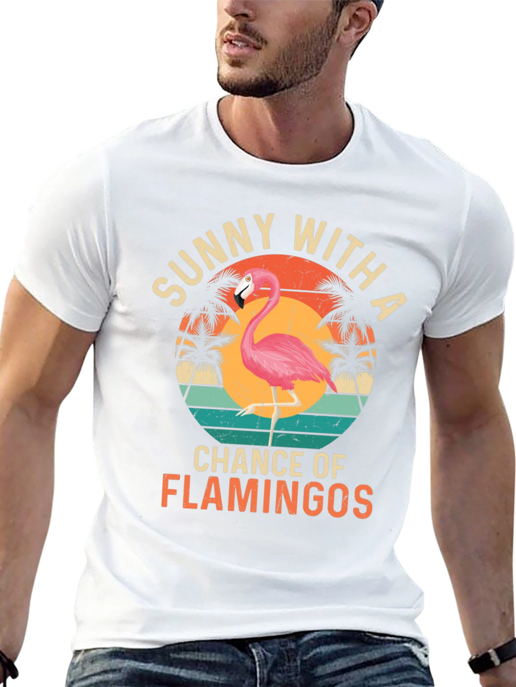 Sunny With A Chance of Flamingos Graphic T-Shirt