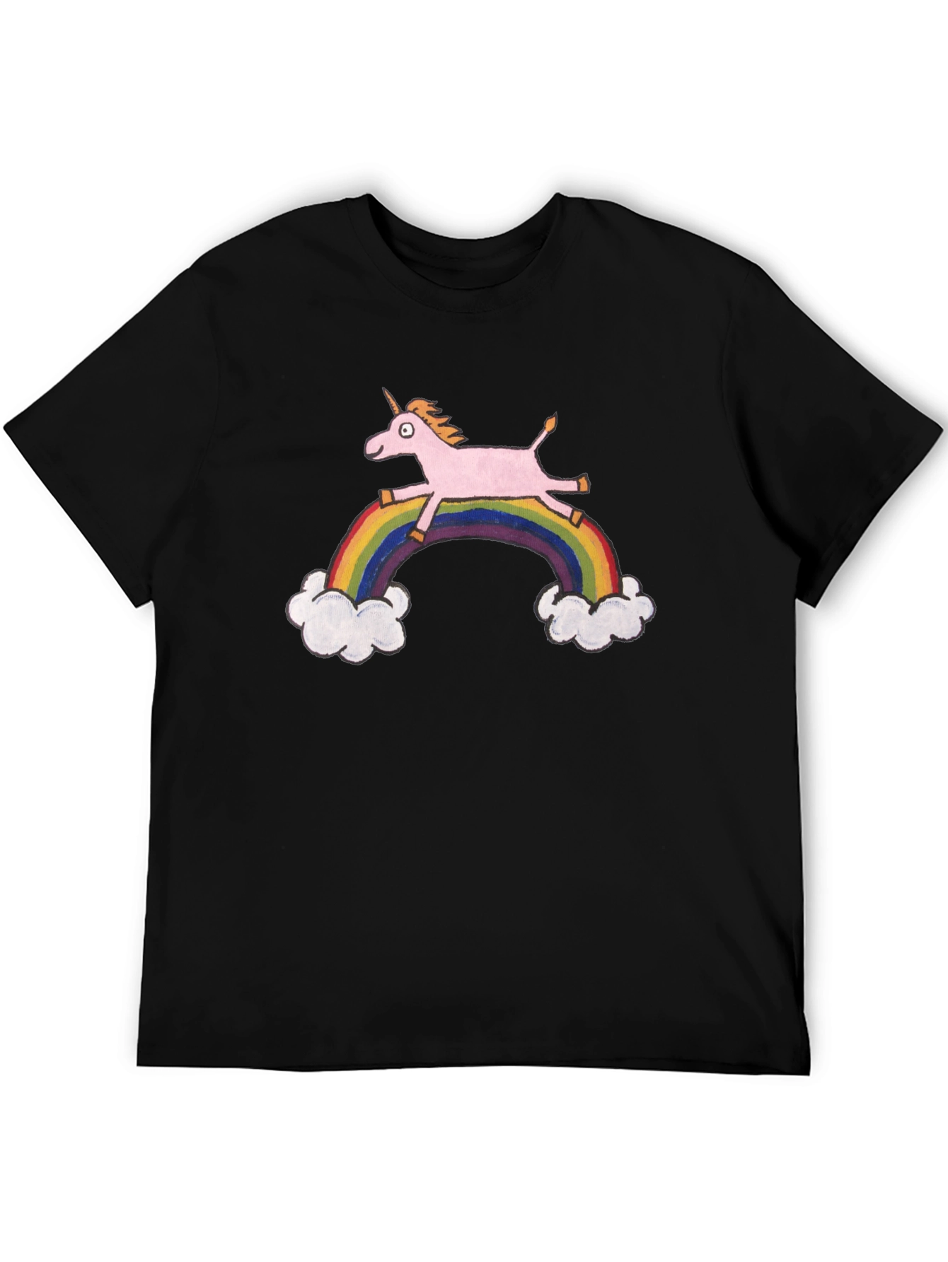 Unicorn Rainbow Graphic Tee - Black T-Shirt