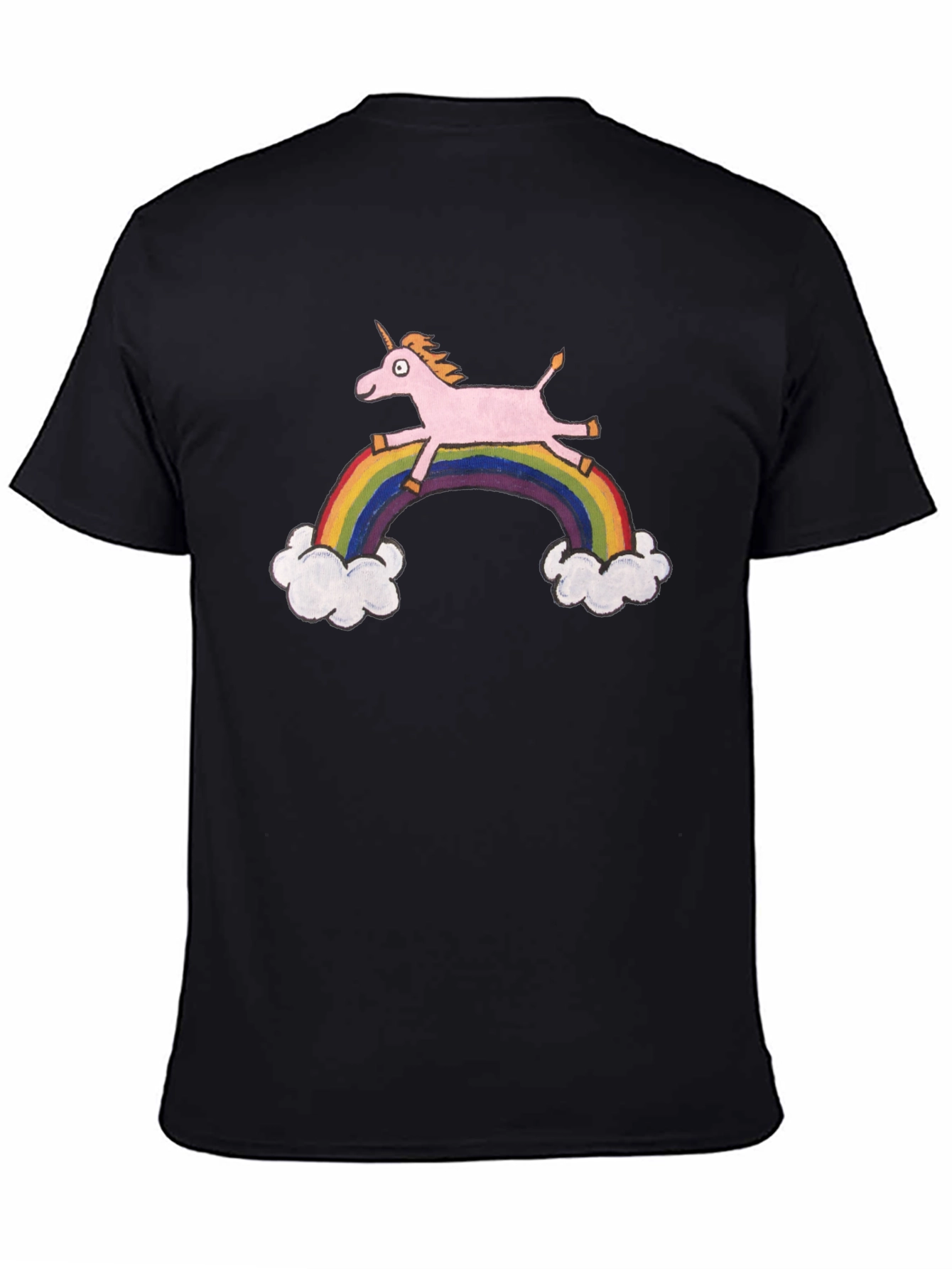 Unicorn Rainbow Graphic Tee - Black T-Shirt